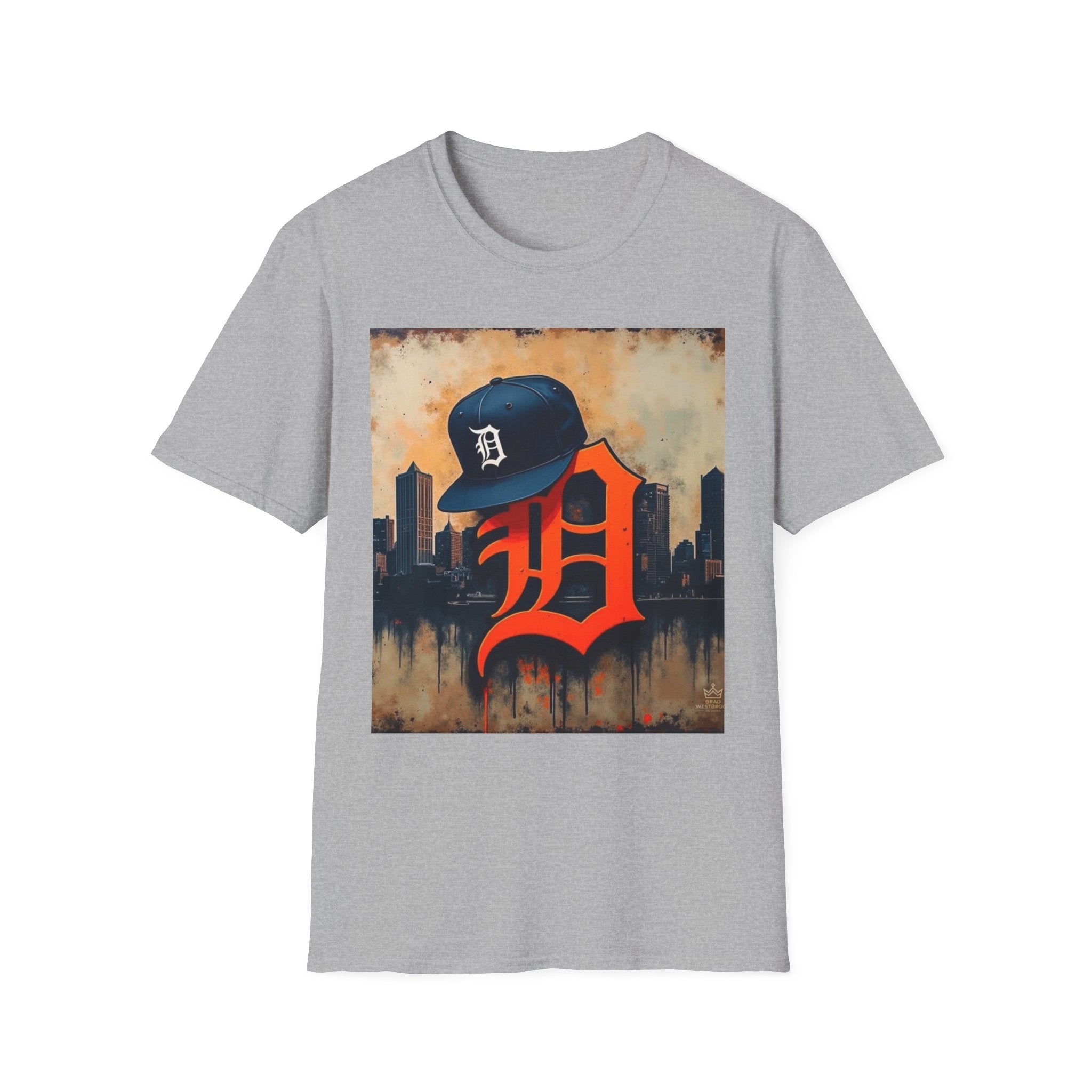 Detroit D Skyline Tee — Vintage D Logo with Cap Graphic