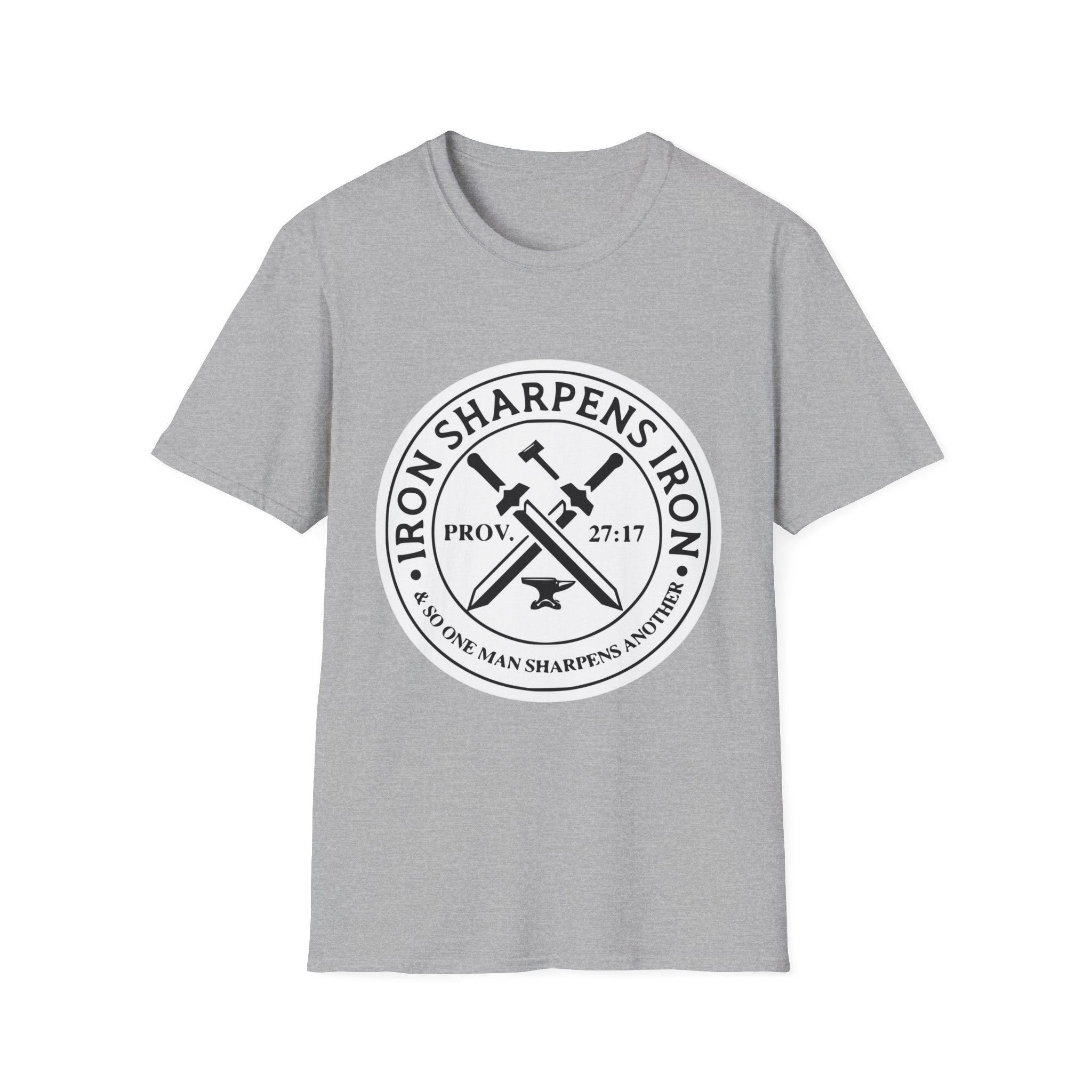 T-Shirt — "Iron Sharpens Iron" Christian Workout Tee (Prov. 27:17)