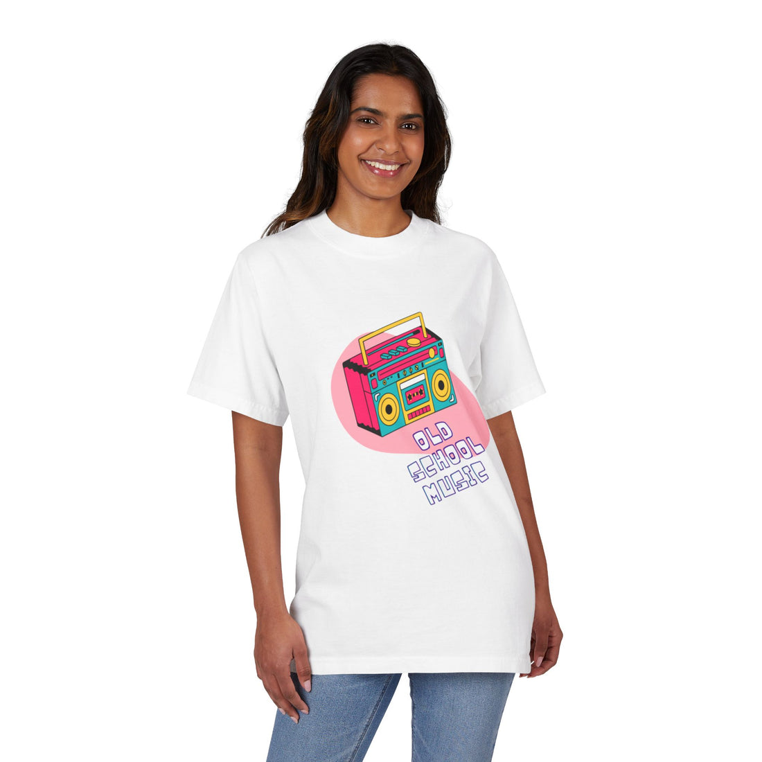 Old School Music Graphic T-Shirt - Retro Boombox Design