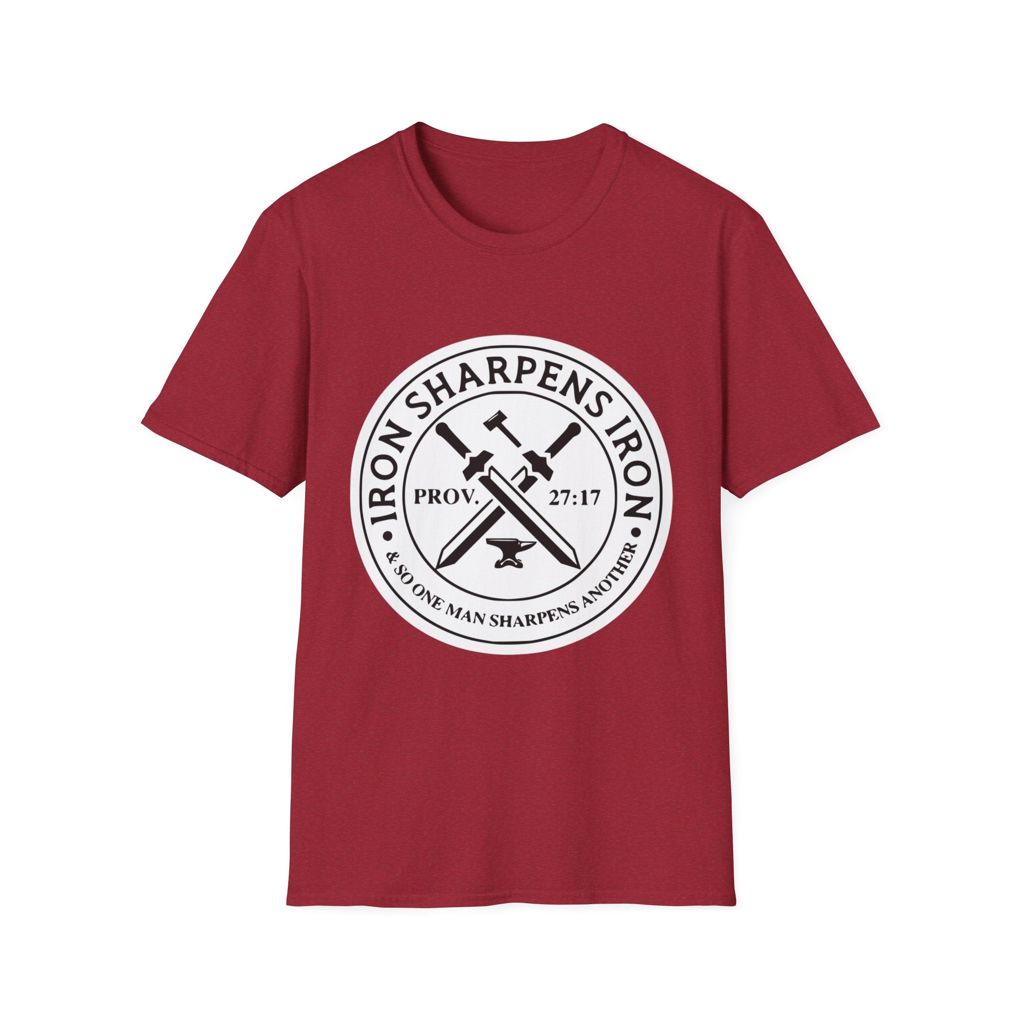T-Shirt — "Iron Sharpens Iron" Christian Workout Tee (Prov. 27:17)