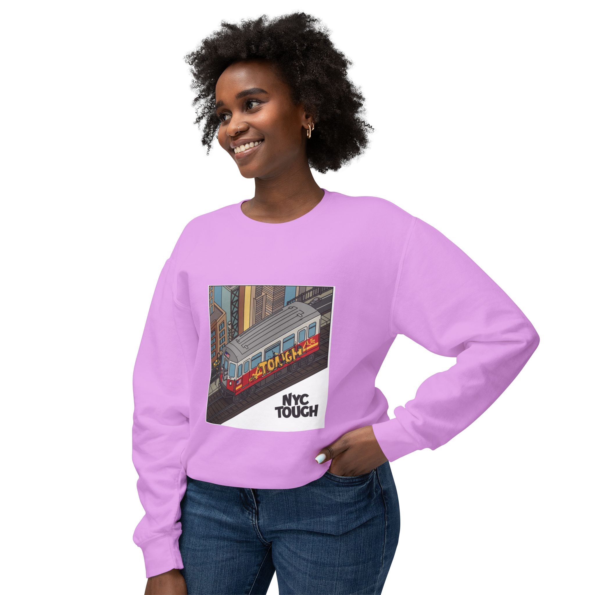 NYC Touch Unisex Lightweight Crewneck sweatshirt sleeve print for unisex
