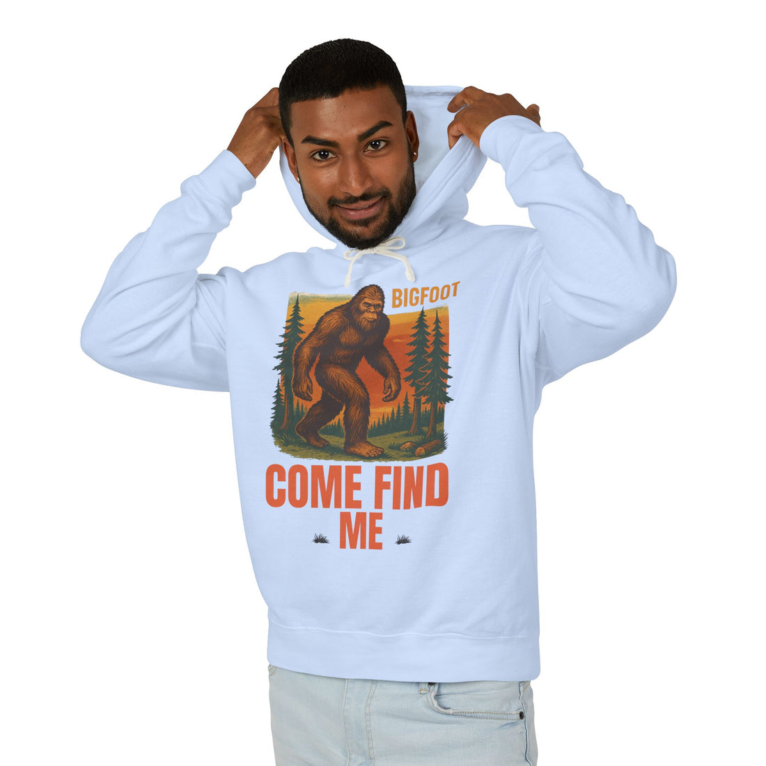 Bigfoot Adventure Lightweight Hoodie, Cozy Sweatshirt for Nature Lovers, Perfect Gift for Outdoor Enthusiasts, Camping, Hiking, Adventure