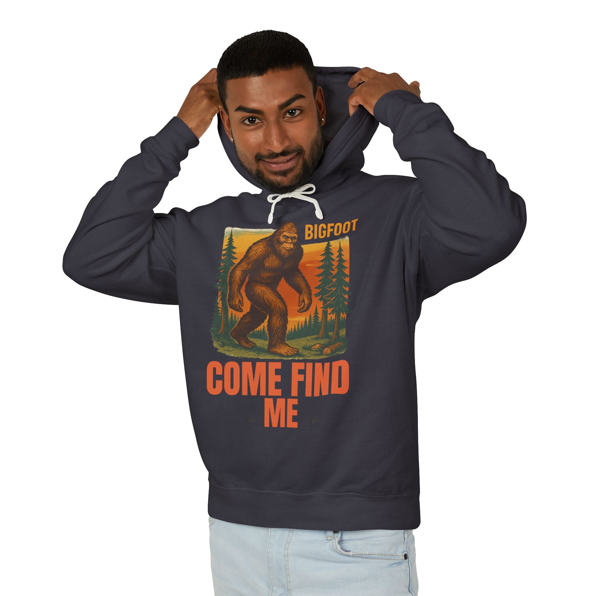Bigfoot Adventure Lightweight Hoodie, Cozy Sweatshirt for Nature Lovers, Perfect Gift for Outdoor Enthusiasts, Camping, Hiking, Adventure