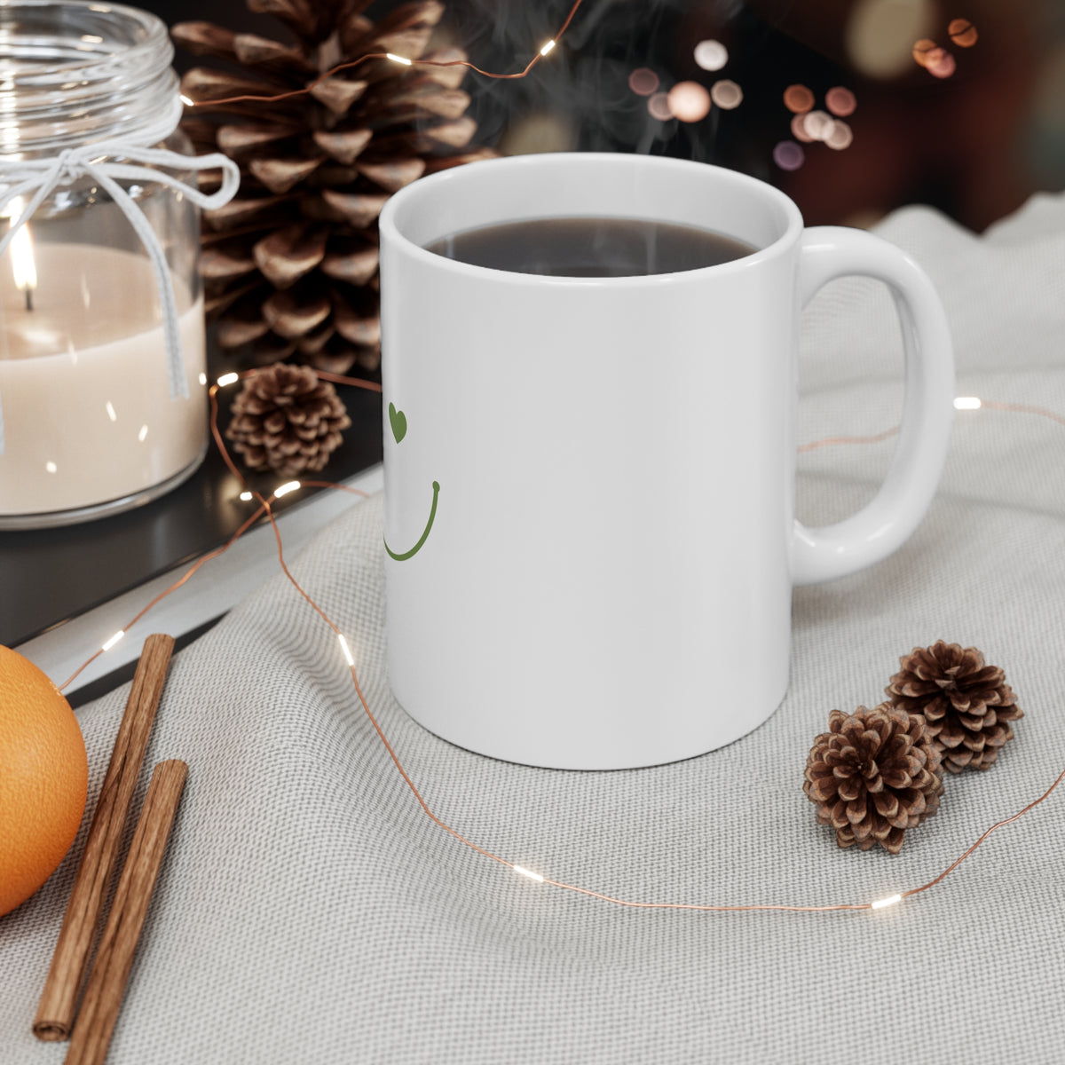 11oz Smile Mug with Heart & Cross Design - Perfect for Positive Vibes and Gift Giving