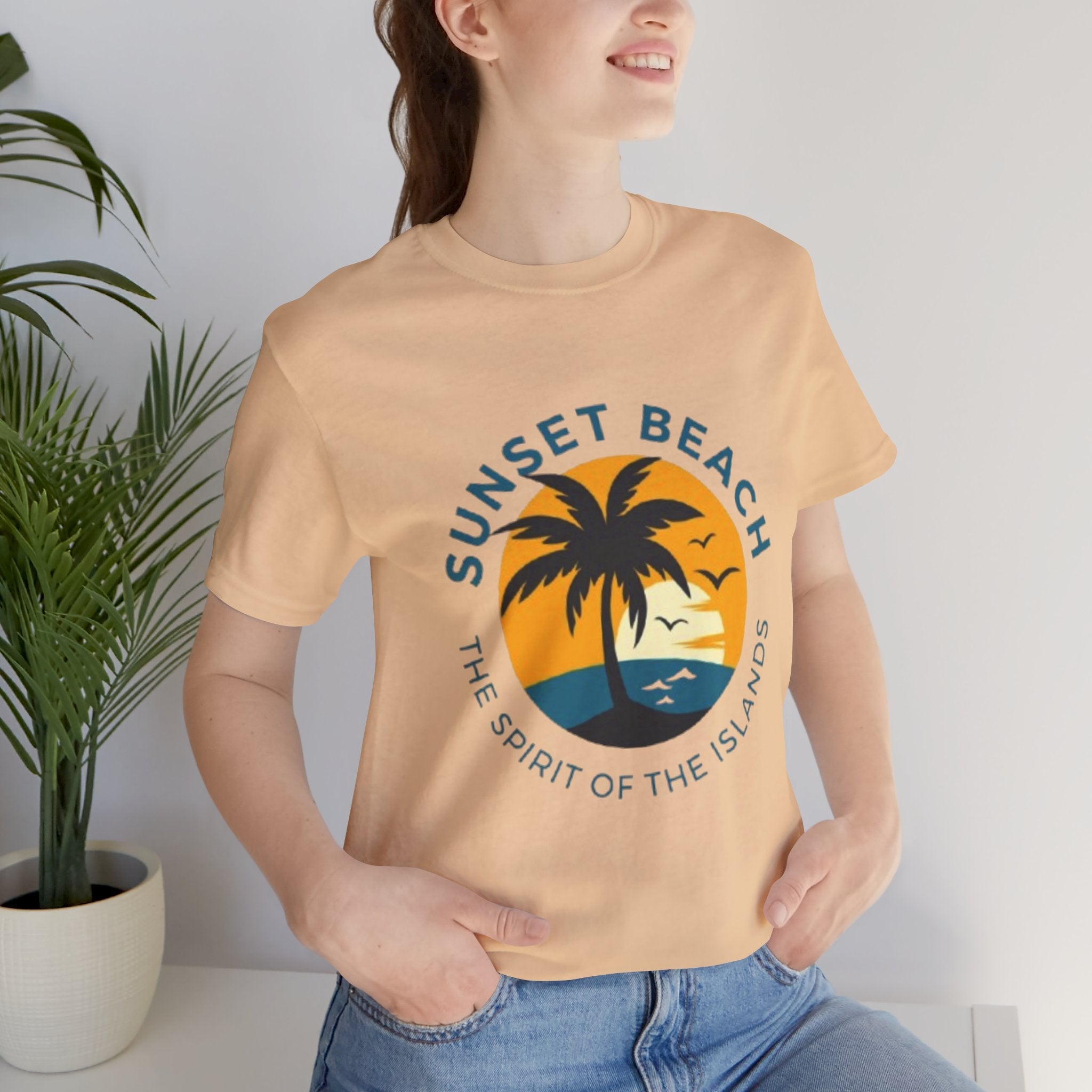 Unisex Graphic Tee - Sunset Beach Printed Tee -Eco-Friendly Gift Shirt