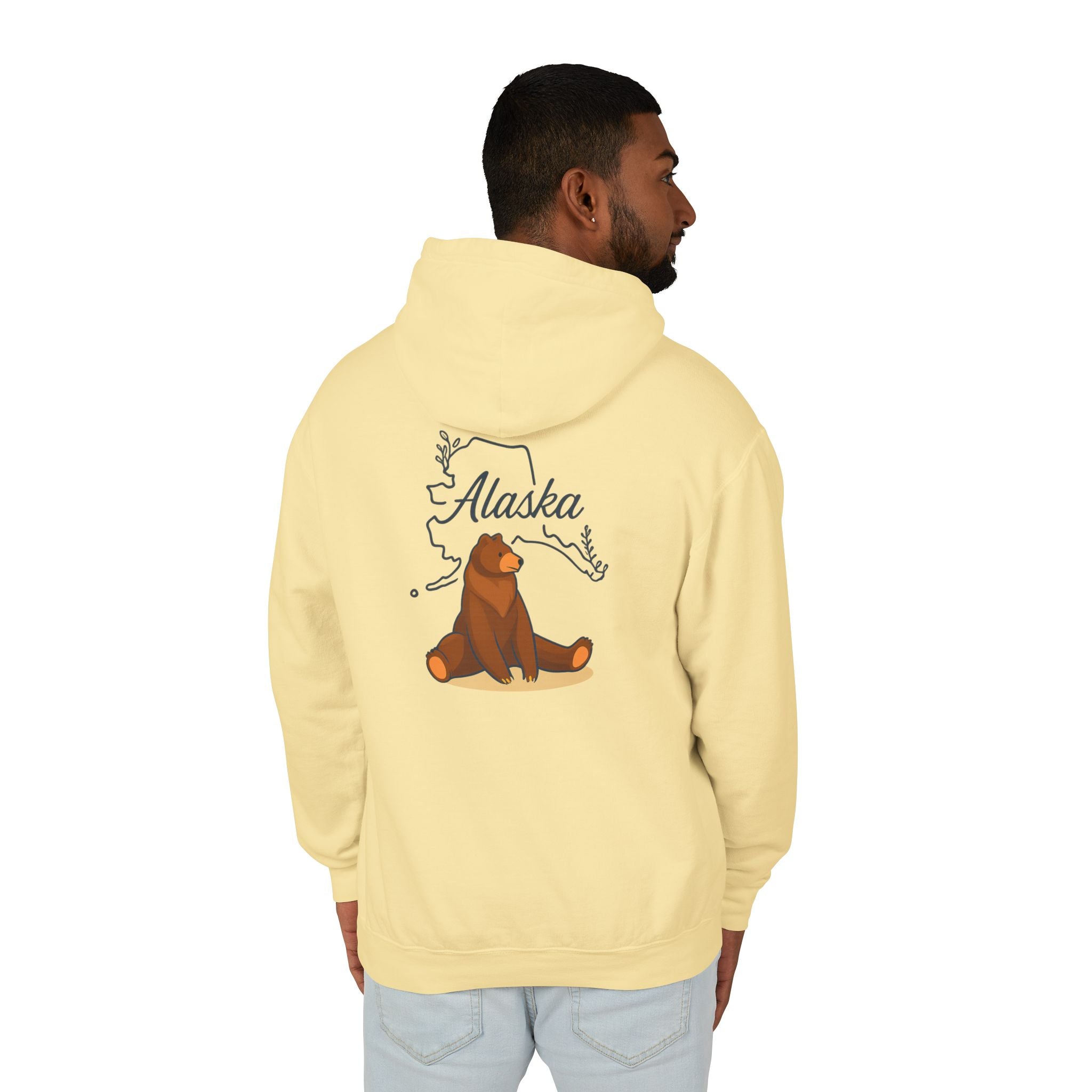 Alaska Bear Hoodie - Unisex Lightweight Sweatshirt, Nature Lover Gift, Cozy Travel Apparel, Outdoor Adventure Clothing, Alaska State Pride
