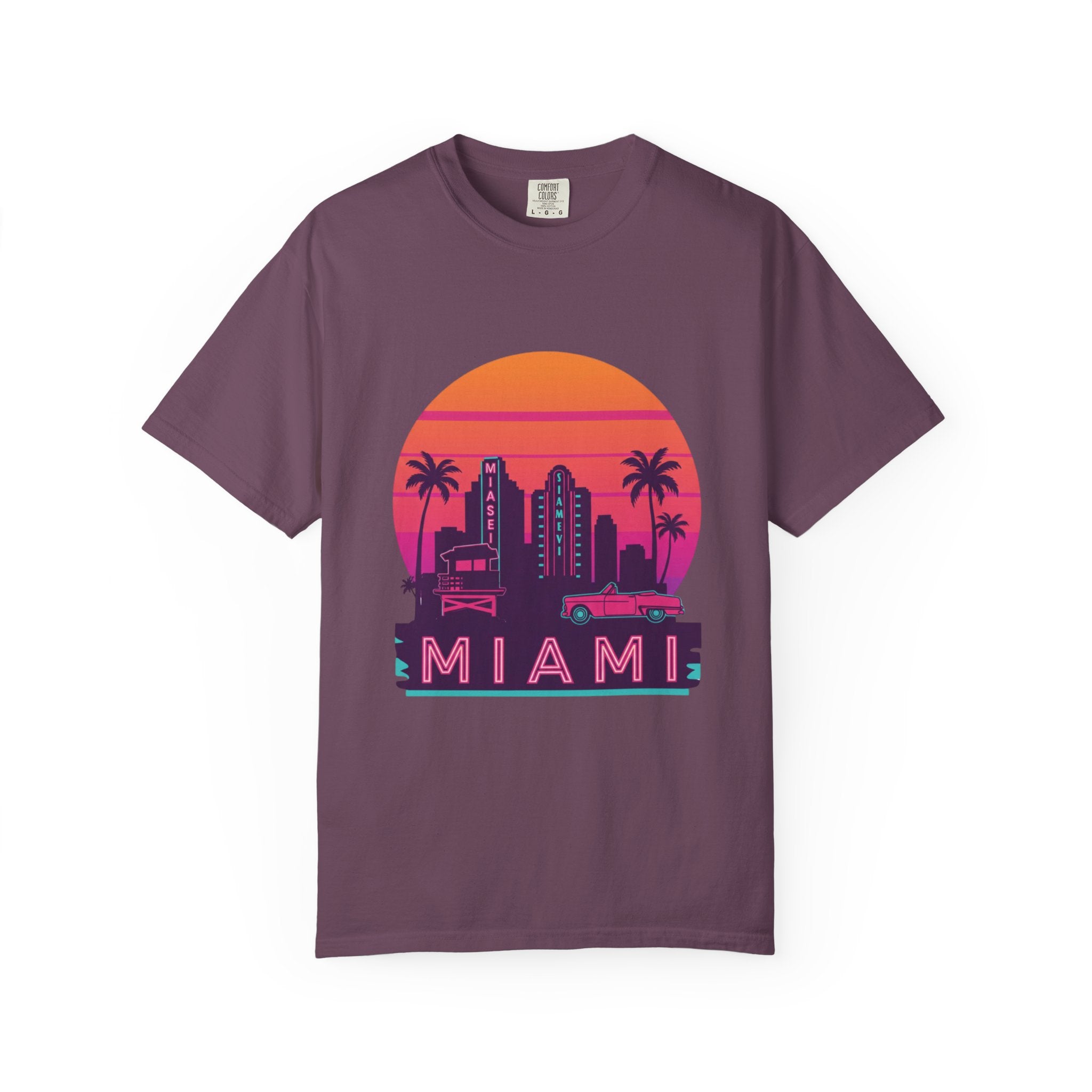 Miami Sunset Unisex T-shirt, Beachwear, Vacation Shirt, Summer Outfit, Travel Gift, Casual Streetwear