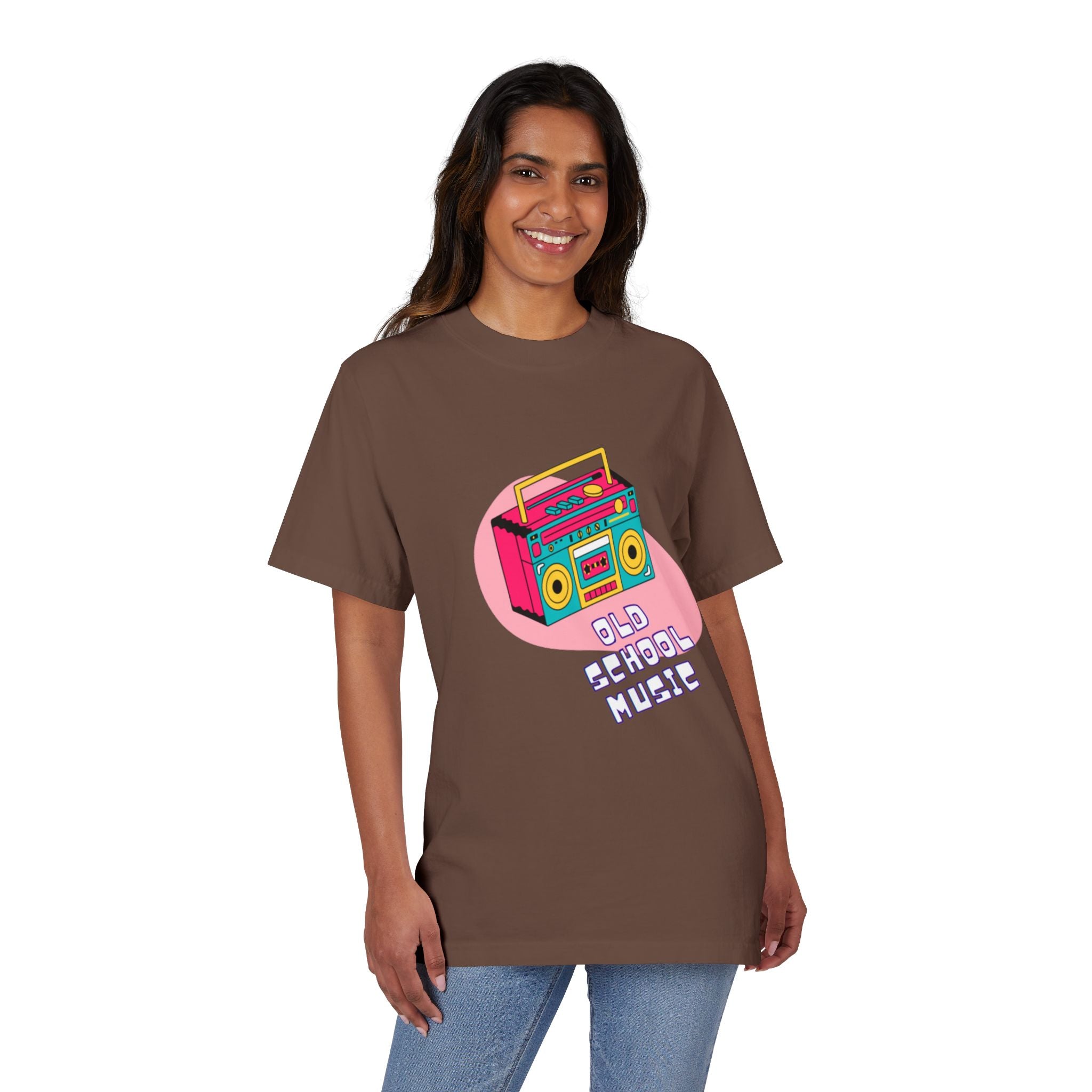 Old School Music Graphic T-Shirt - Retro Boombox Design