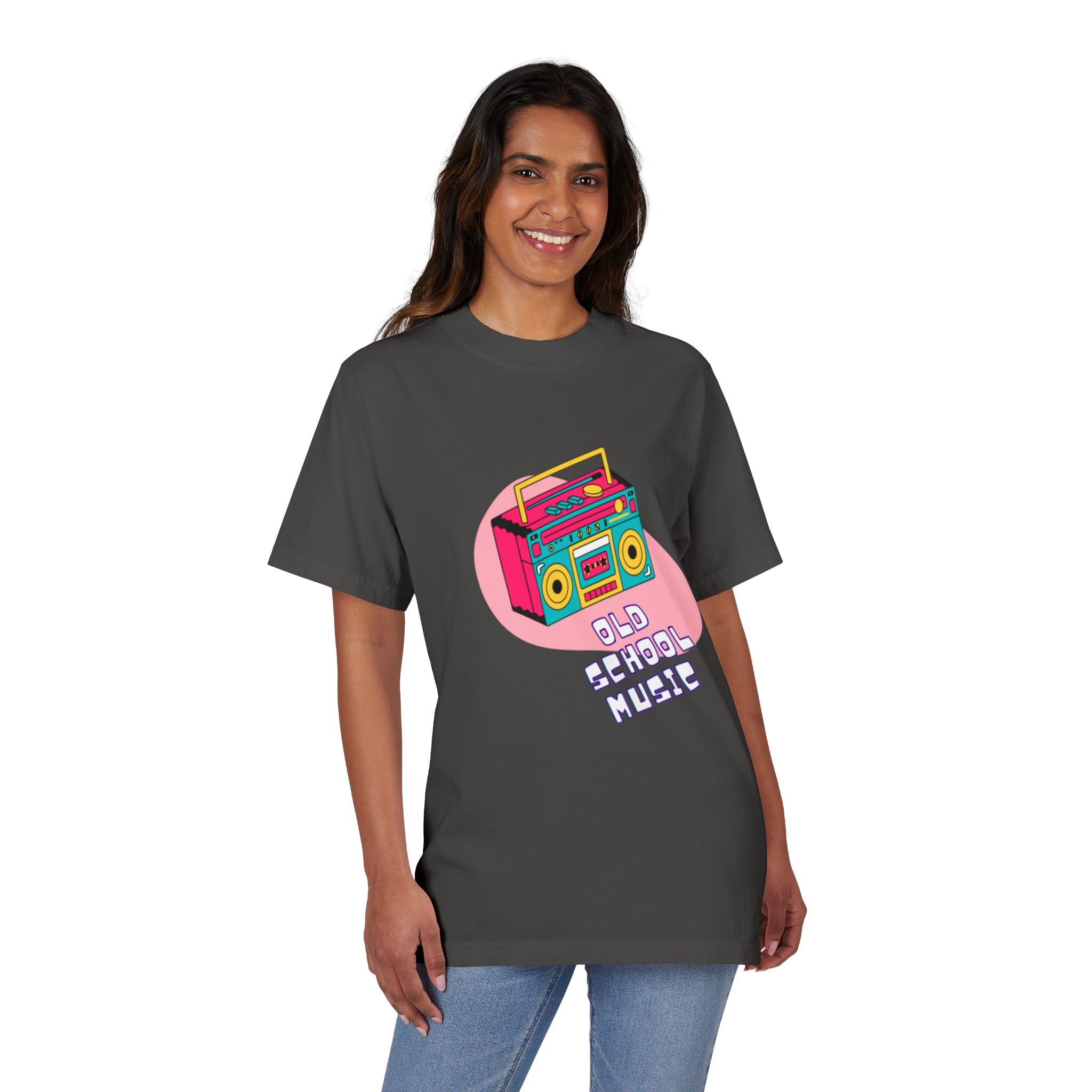 Old School Music Graphic T-Shirt - Retro Boombox Design