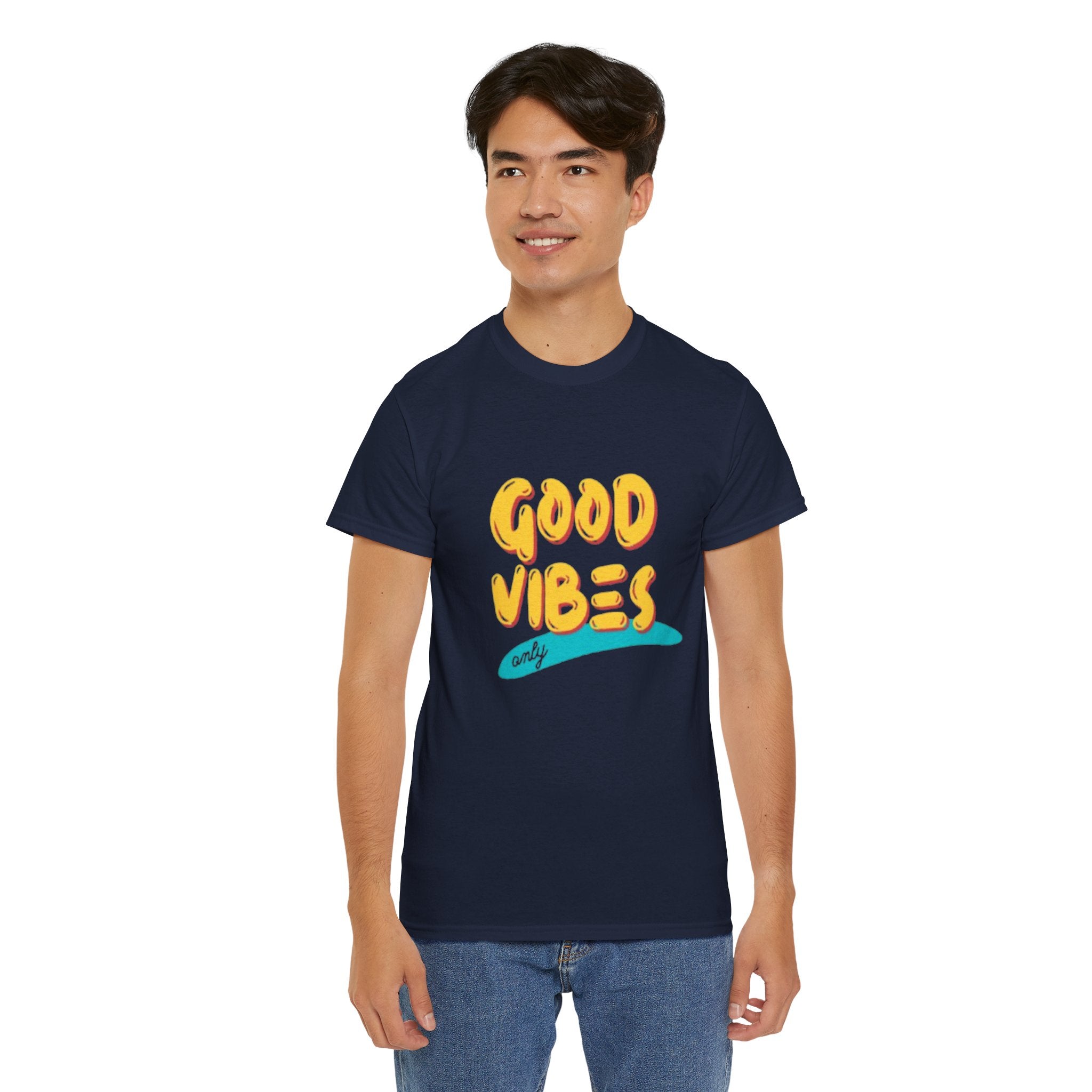 Unisex Heavy Cotton Tee - Good Vibes Only Printed T-Shirt - Comfortable Casual Wear Tee - Unique Graphic Tee - Gift