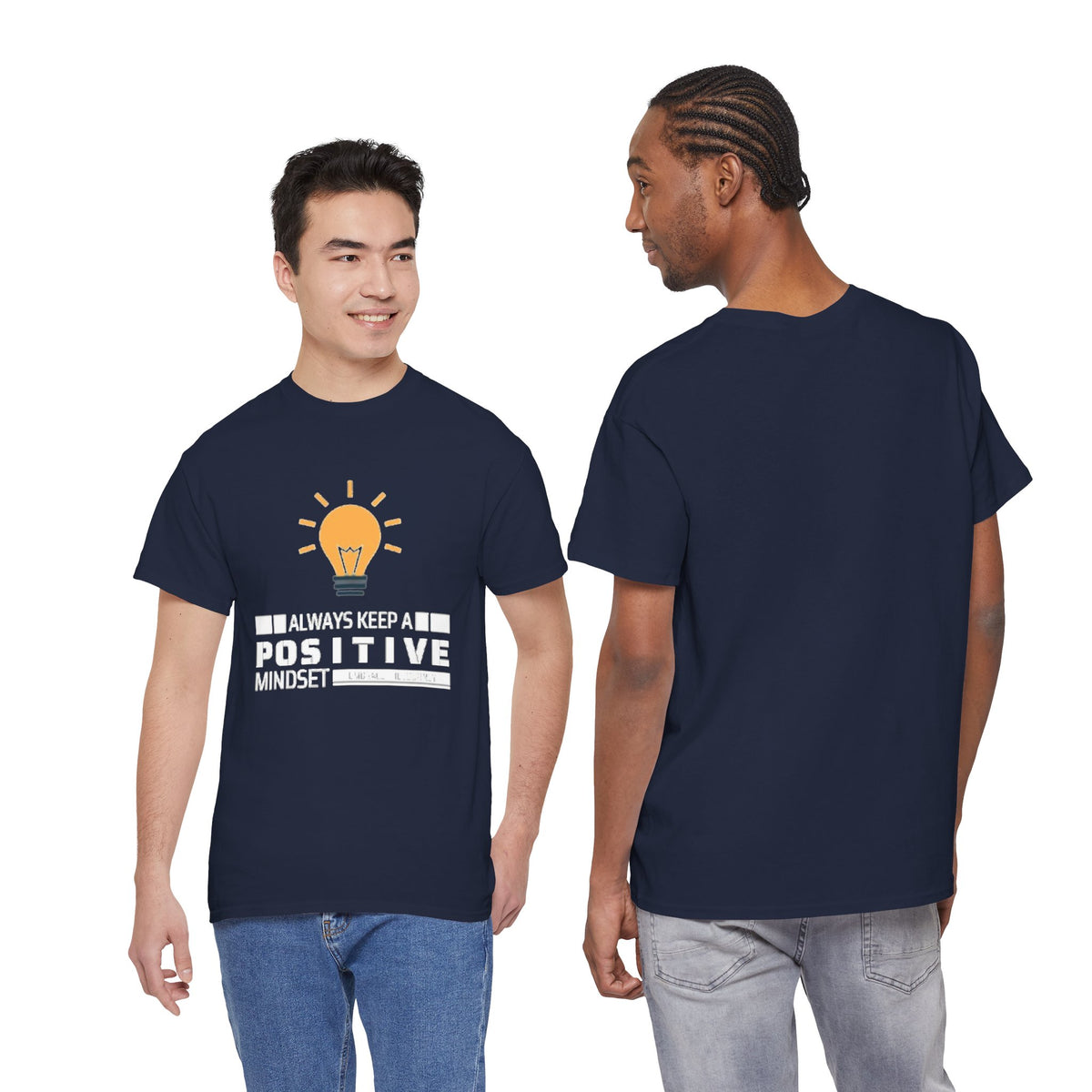 Unisex Heavy Cotton Tee - Positive Mindset Printed T-Shirt - Comfortable Casual Wear Tee - Unique Graphic Tee - Gift