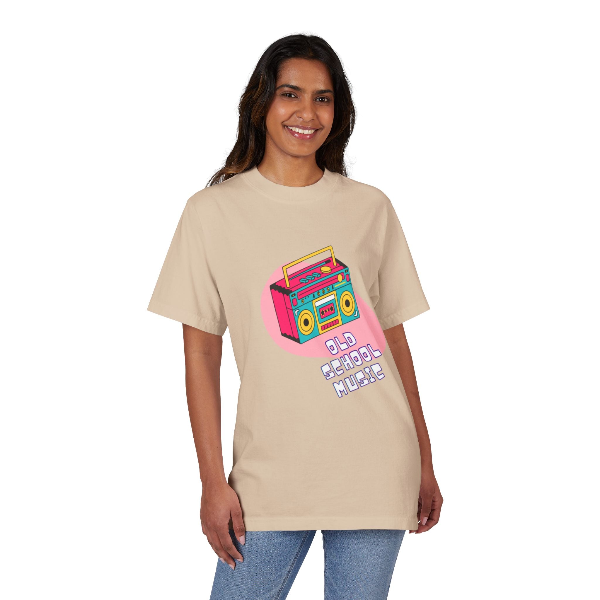 Old School Music Graphic T-Shirt - Retro Boombox Design