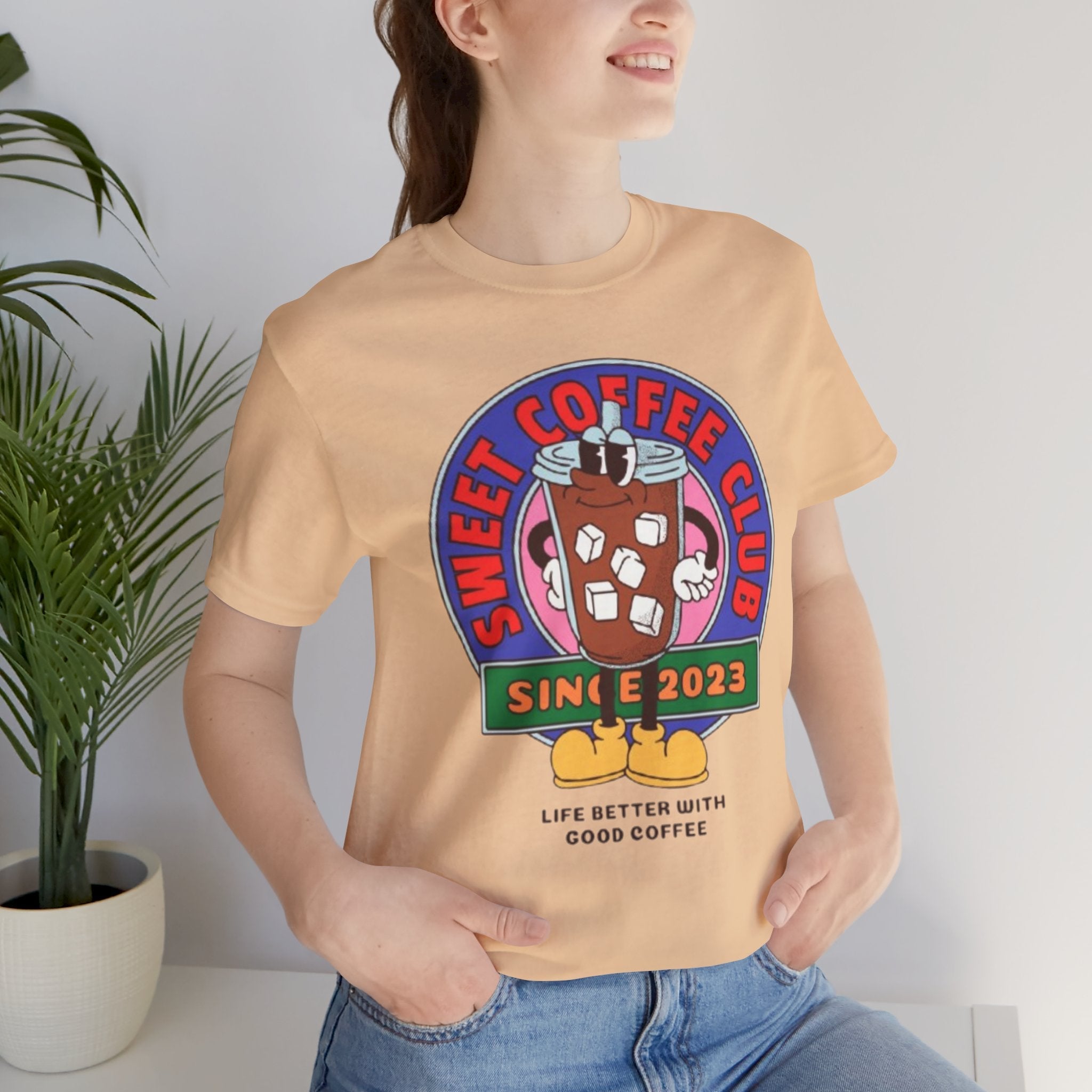 Unisex Graphic Tee - Sunset Coffee Club Printed Tee - Eco-Friendly Cas