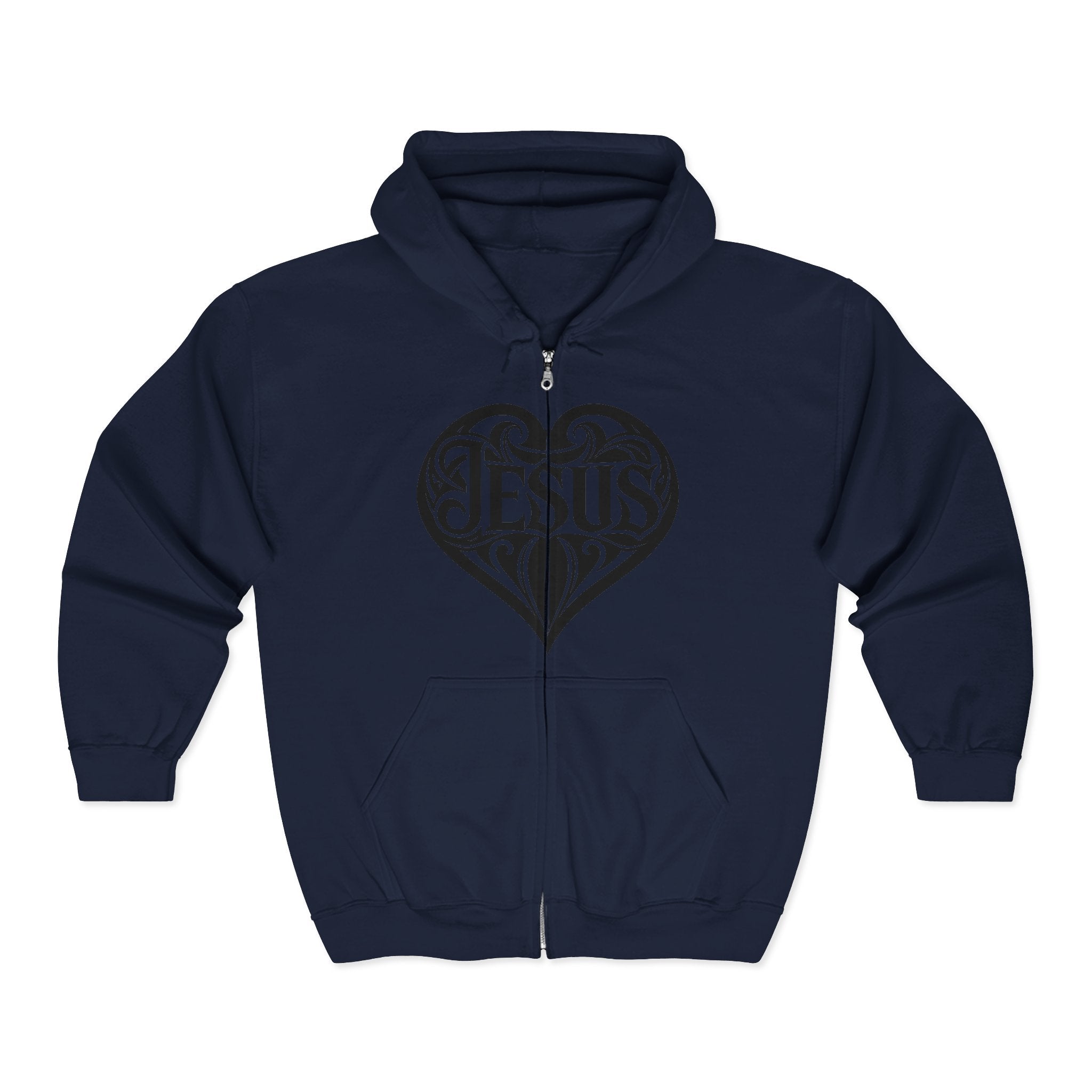 Heart Dagger Zip Hoodie – Gothic Heartline Full-Zip Sweatshirt
