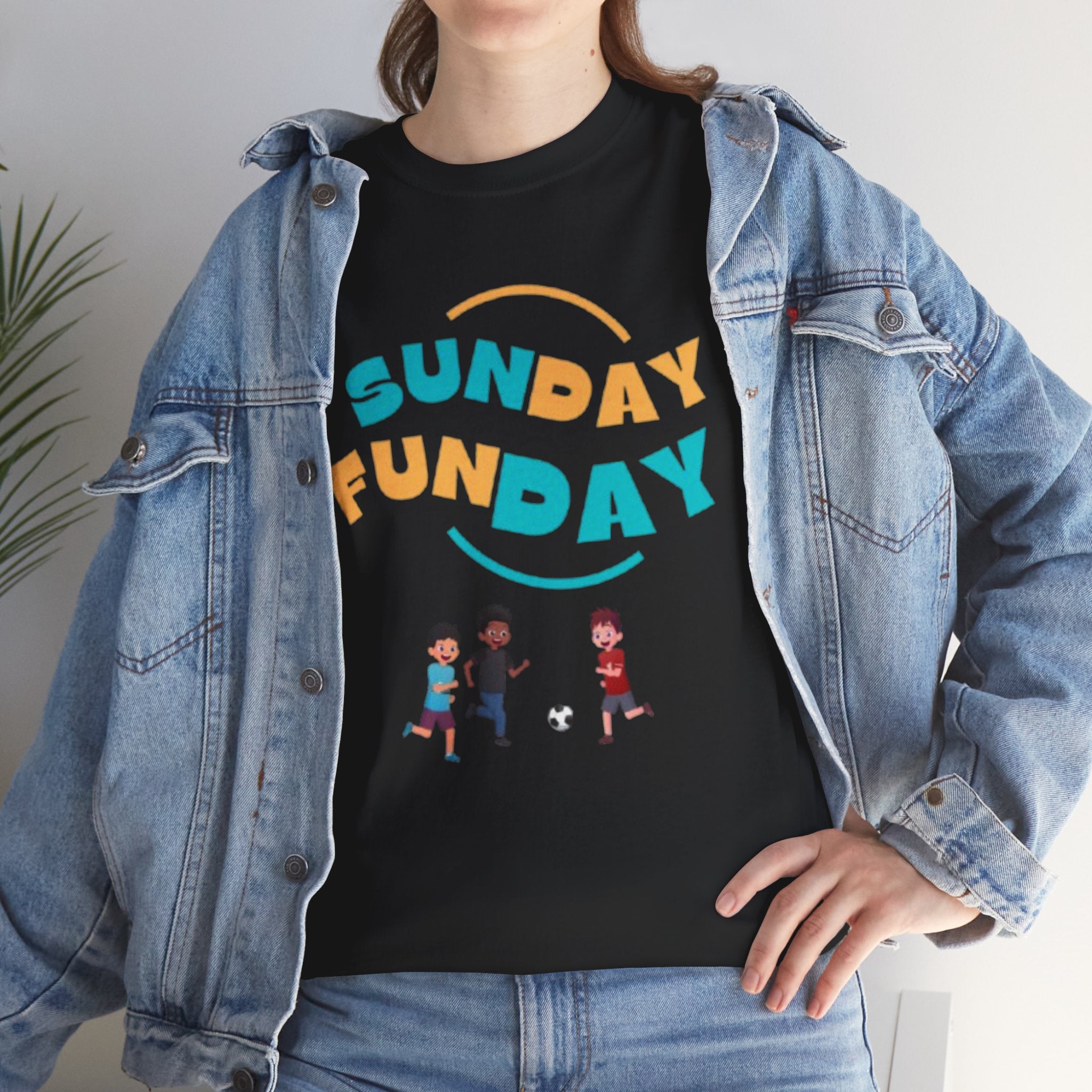 Unisex Heavy Cotton Tee - Sunday Funday Printed T-Shirt - Comfortable Casual Wear Tee - Unique Graphic Tee - Gift
