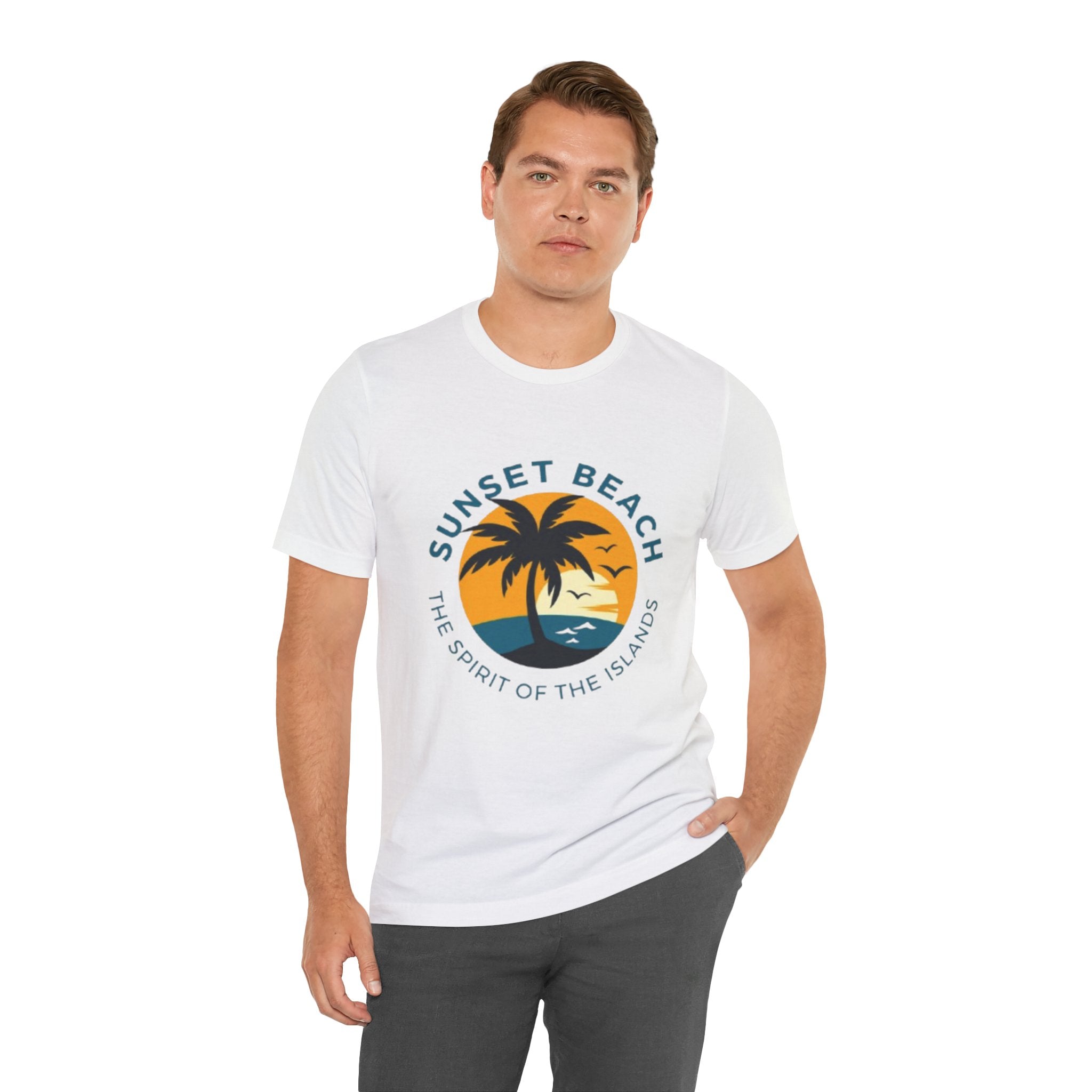 Unisex Graphic Tee - Sunset Beach Printed Tee -Eco-Friendly Gift Shirt
