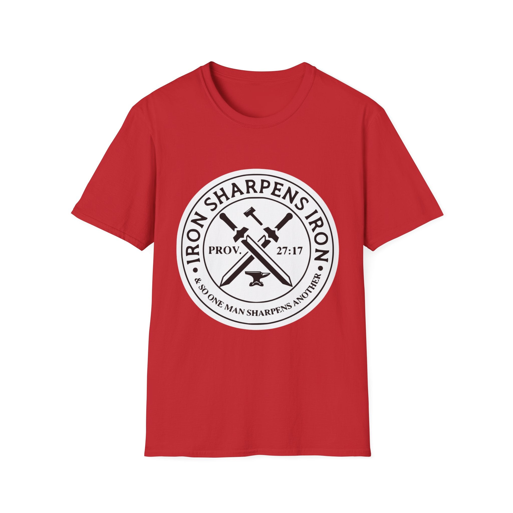 T-Shirt — "Iron Sharpens Iron" Christian Workout Tee (Prov. 27:17)