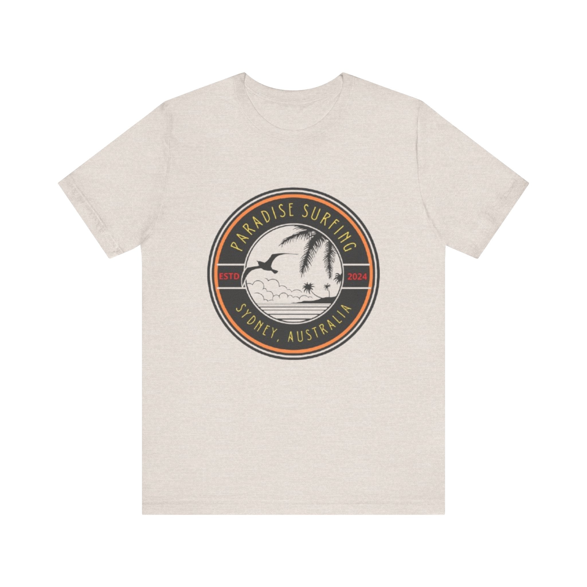 Unisex Graphic Tee - Paradise Surfing Printed Tee - Eco Jersey Shirt .