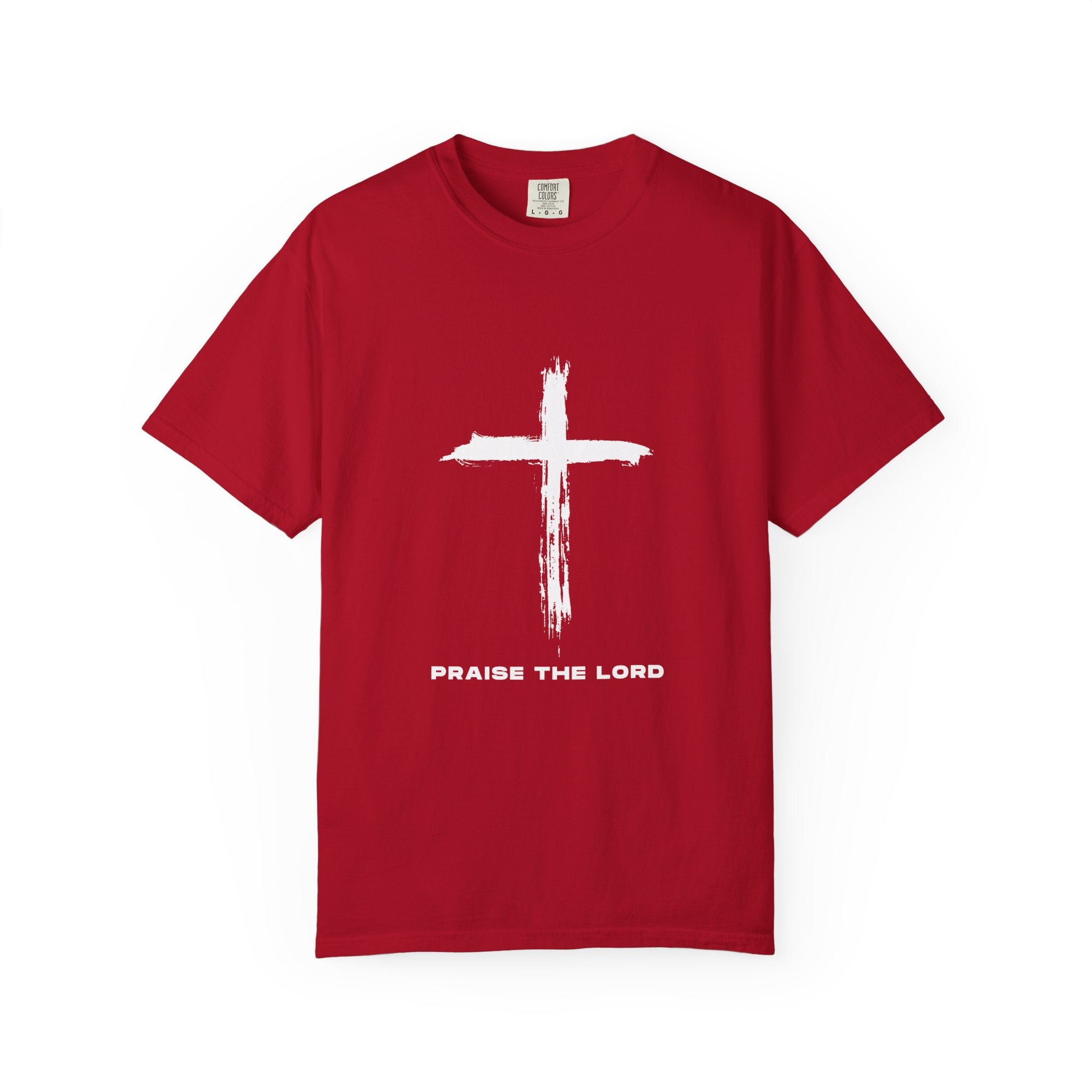 Unisex Garment-Dyed T-shirt with Inspirational Cross Design - Praise The Lord