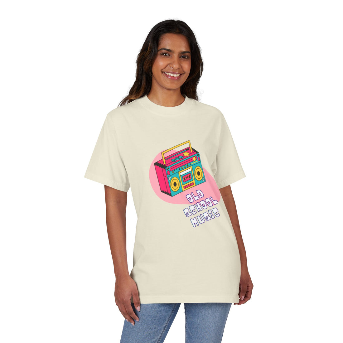 Old School Music Graphic T-Shirt - Retro Boombox Design