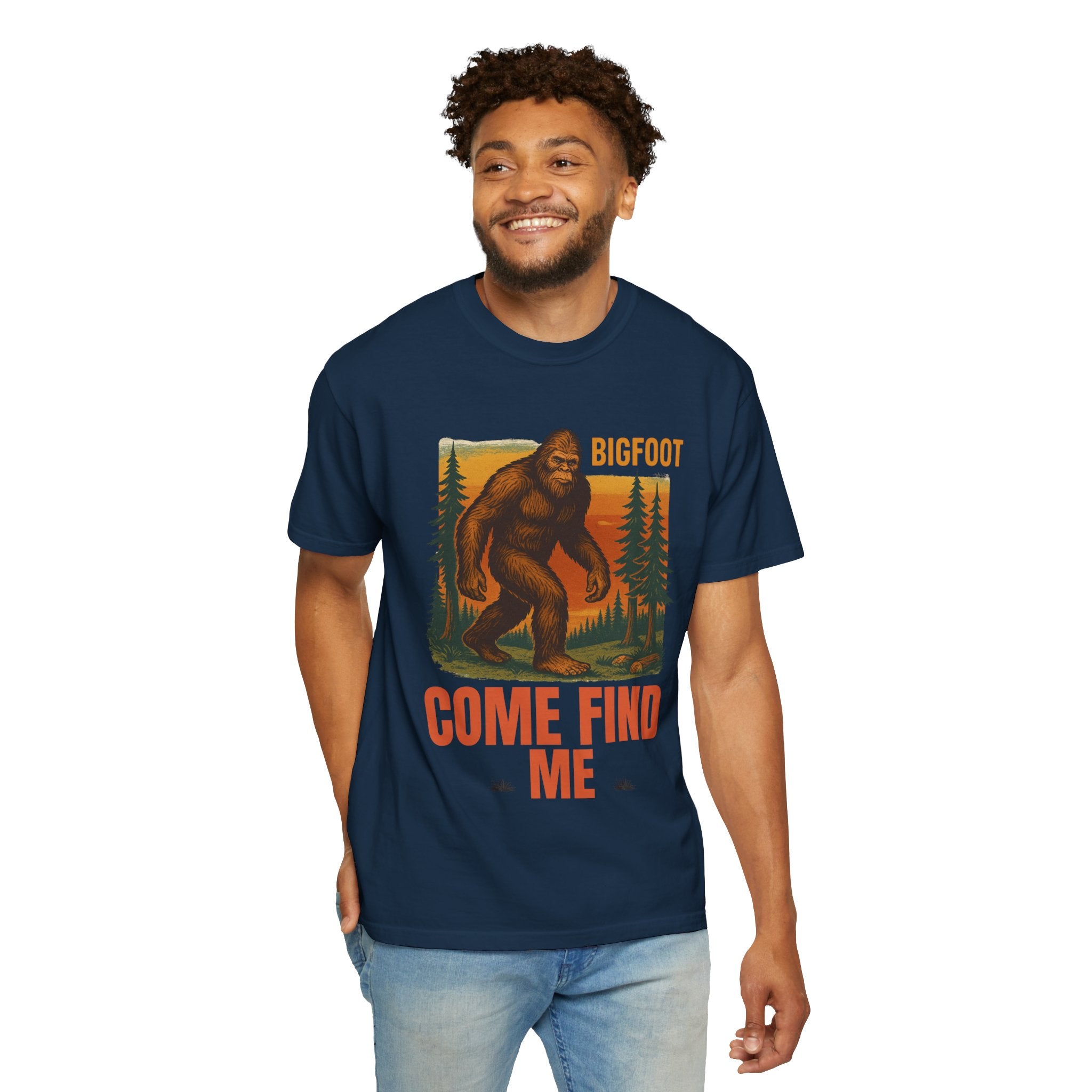 Bigfoot Come Find Me T-Shirt, Unisex Tee for Nature Lovers, Adventure Gear, Wilderness Apparel, Fun Gift for Outdoorsy Friends