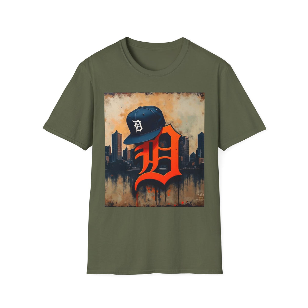 Detroit D Skyline Tee — Vintage D Logo with Cap Graphic