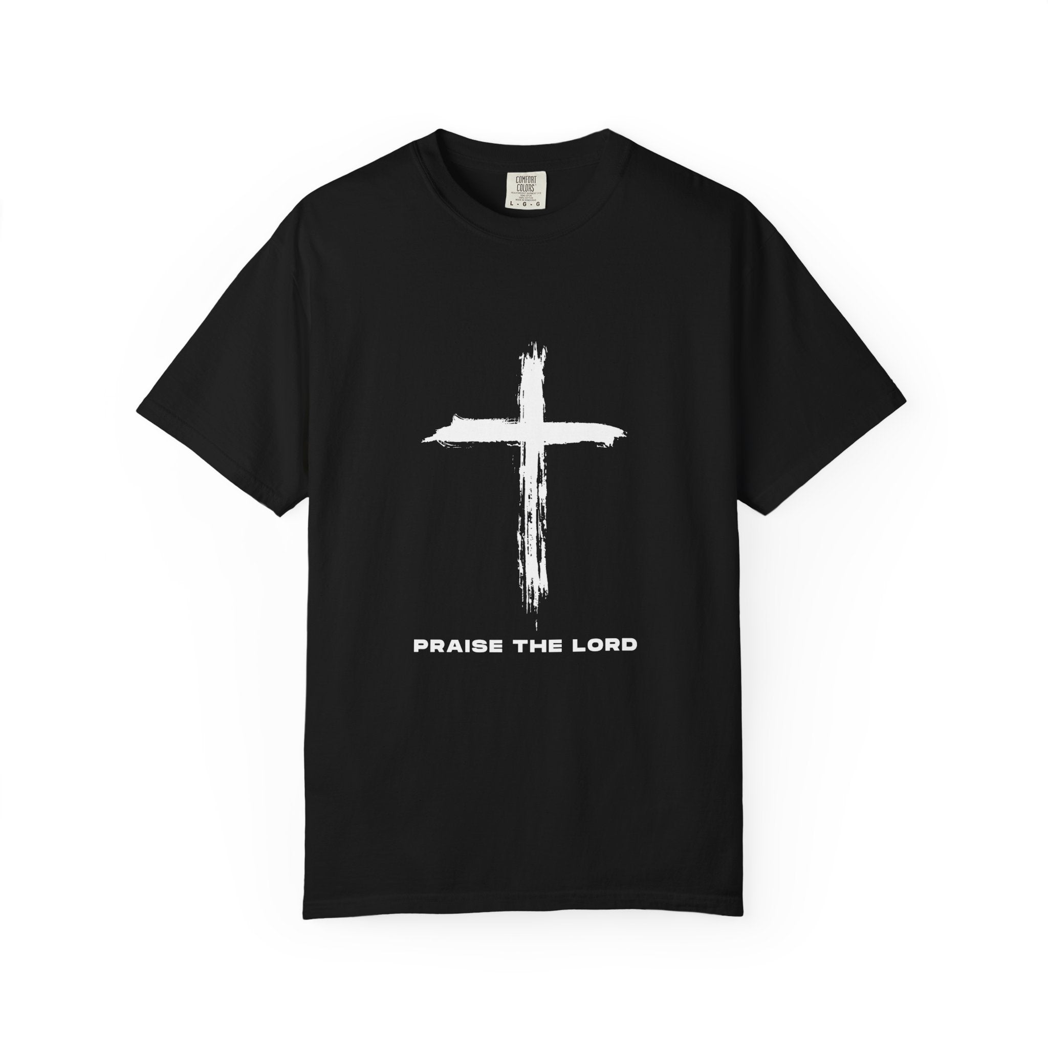 Unisex Garment-Dyed T-shirt with Inspirational Cross Design - Praise The Lord