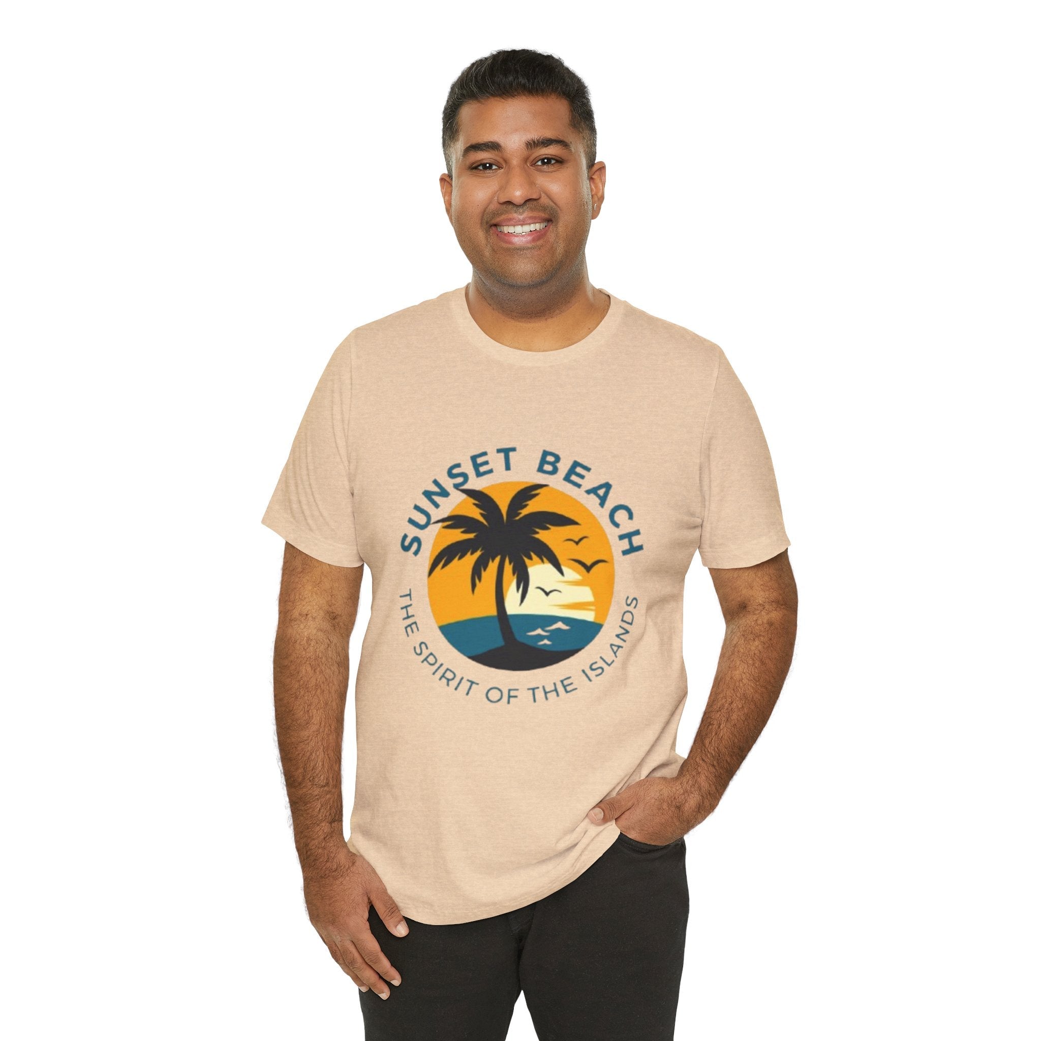 Unisex Graphic Tee - Sunset Beach Printed Tee -Eco-Friendly Gift Shirt