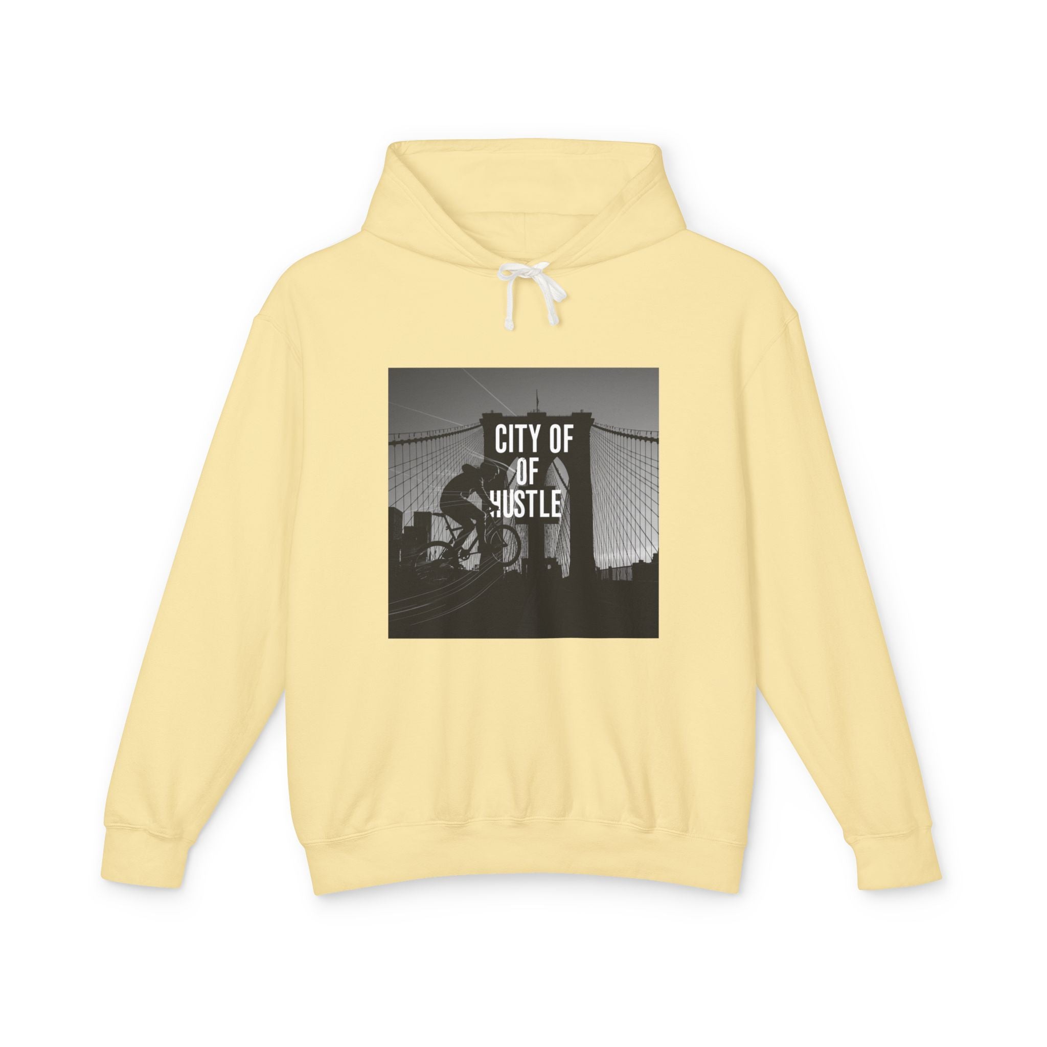 City of Hustle Unisex Lightweight Hooded Sweatshirt - Inspirational Urban Style