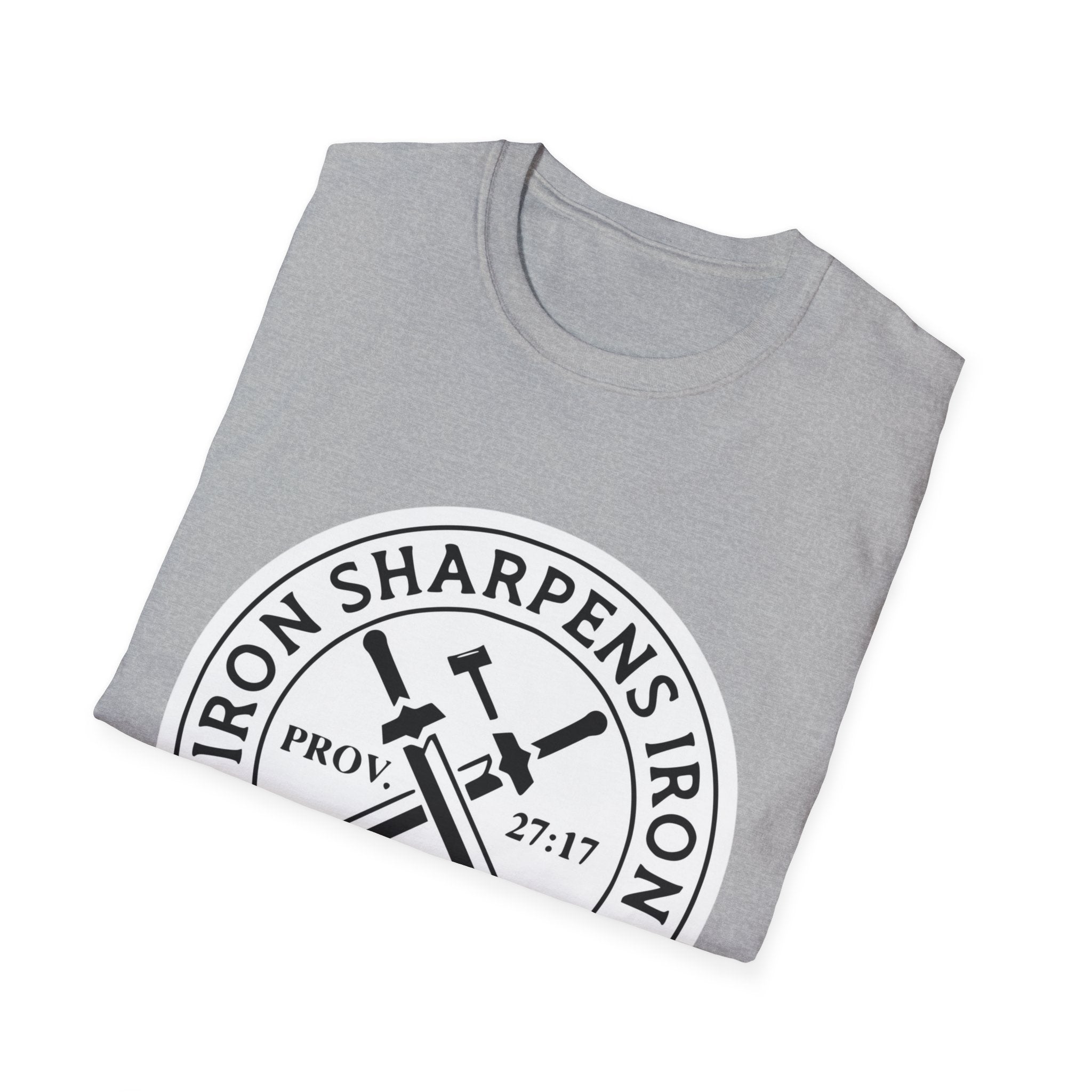 T-Shirt — "Iron Sharpens Iron" Christian Workout Tee (Prov. 27:17)