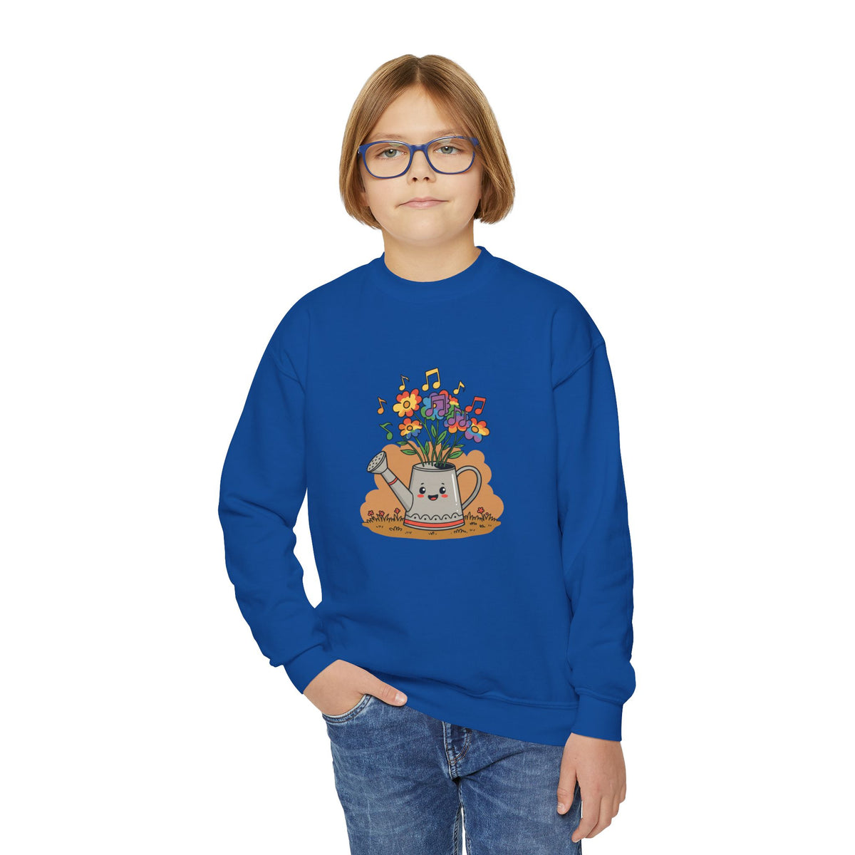 Cute Floral Music Youth Crewneck Sweatshirt