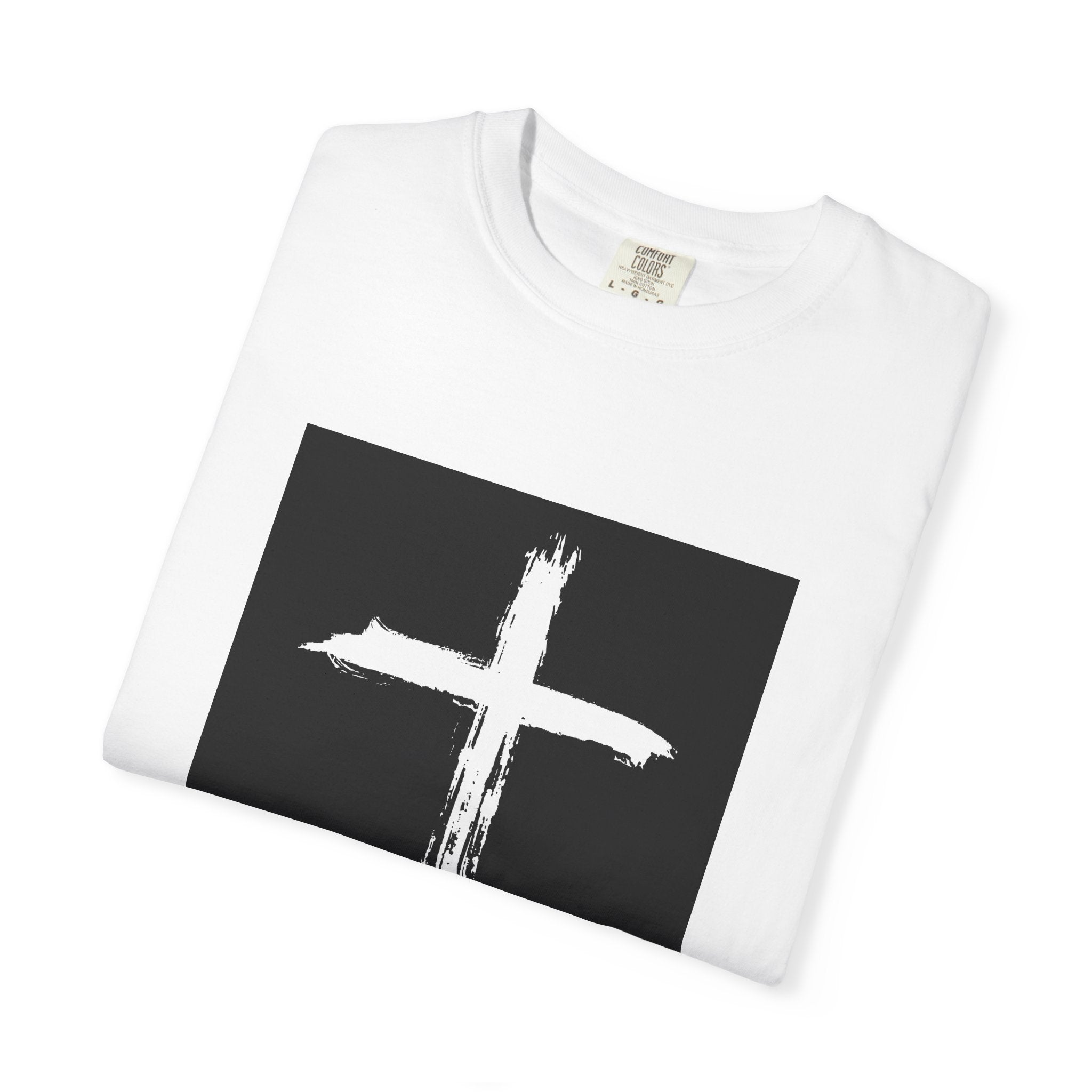 Unisex Garment-Dyed T-shirt with Inspirational Cross Design - Praise The Lord