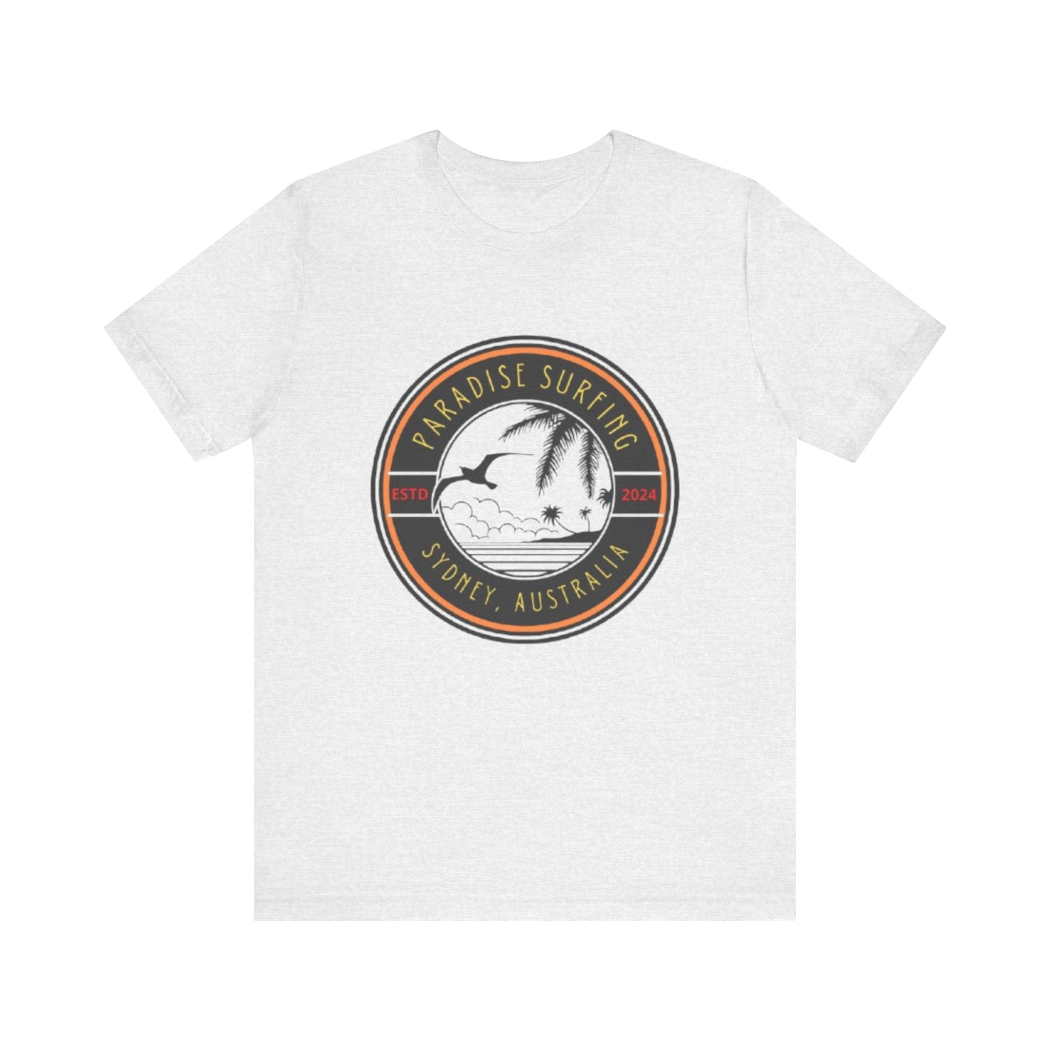 Unisex Graphic Tee - Paradise Surfing Printed Tee - Eco Jersey Shirt .