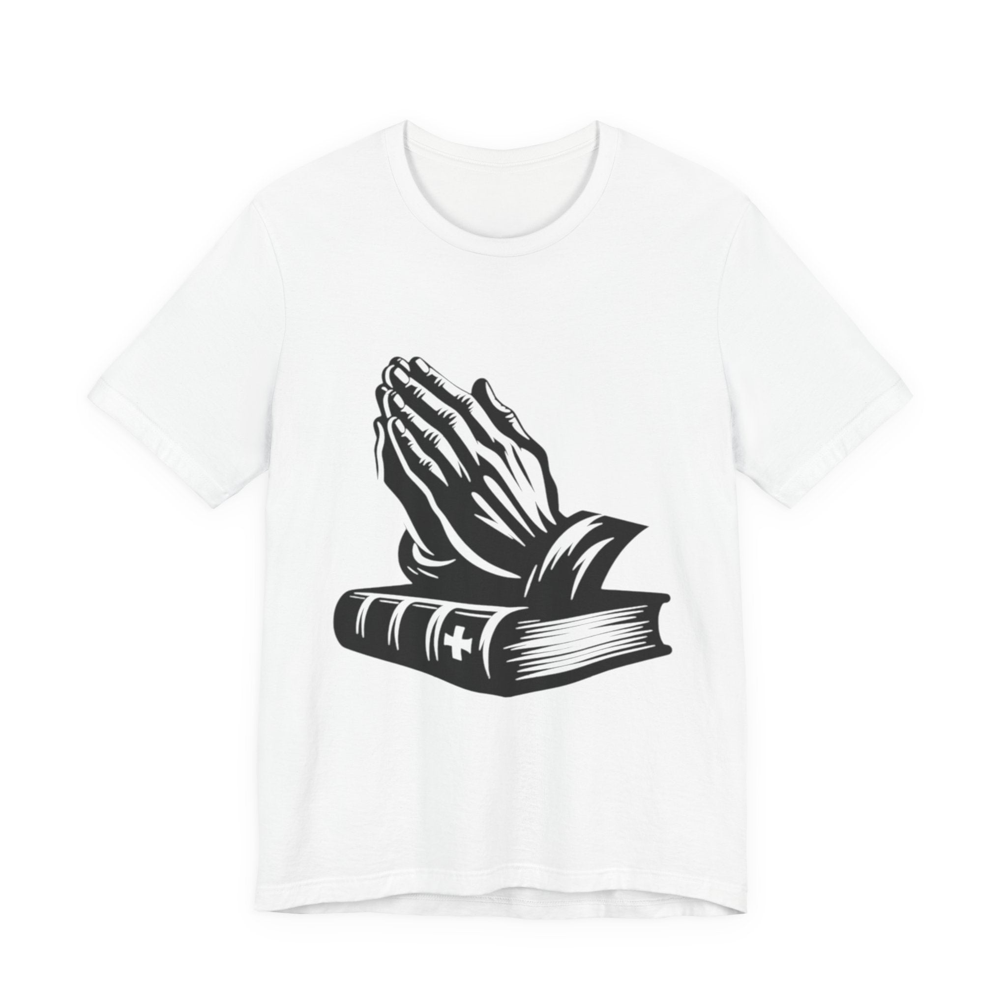 Prayer Hands & Bible T-Shirt — Christian Faith Tee for Church, Prayer, Religious Gifts