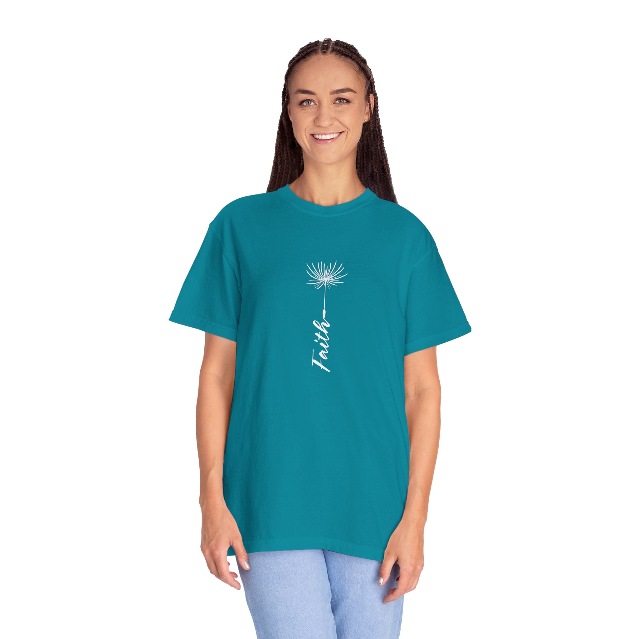 Faith Unisex Garment-Dyed T-Shirt - Inspirational Teal Tee for Everyday Wear