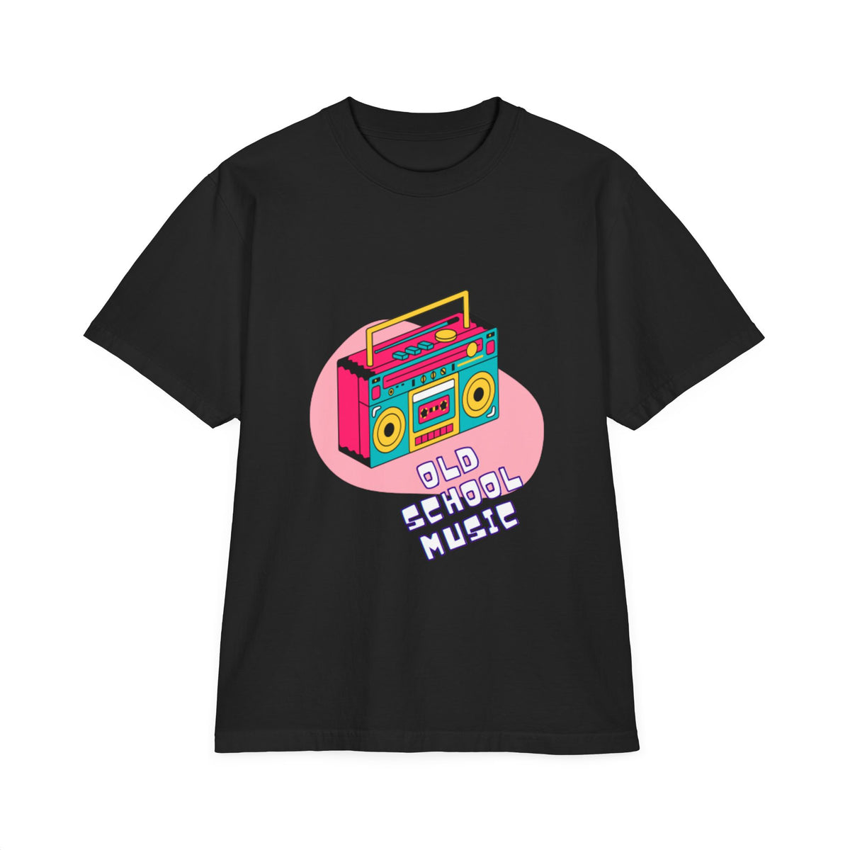 Old School Music Graphic T-Shirt - Retro Boombox Design