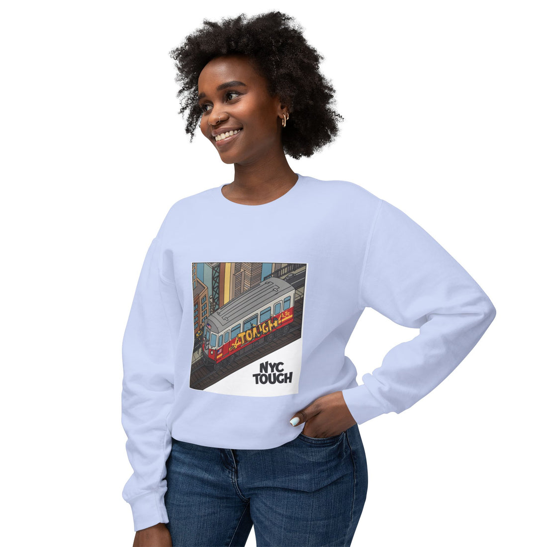 NYC Touch Unisex Lightweight Crewneck sweatshirt sleeve print for unisex