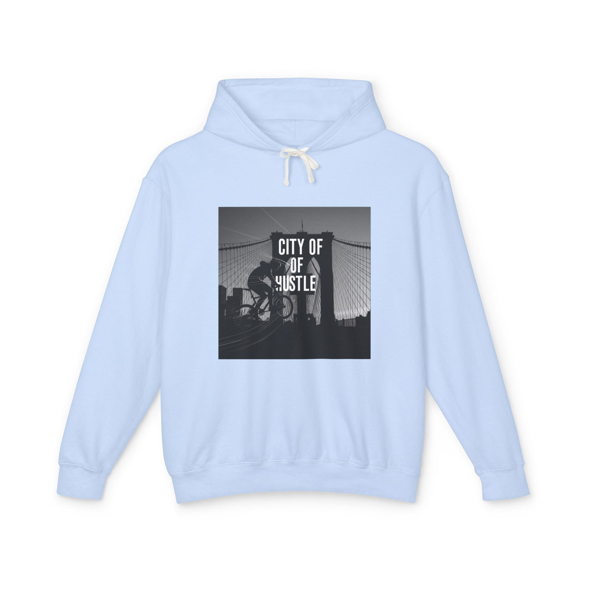 City of Hustle Unisex Lightweight Hooded Sweatshirt - Inspirational Urban Style