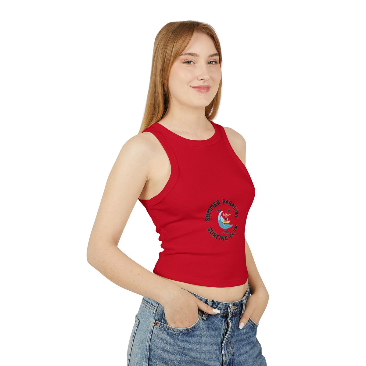 Surfing Club Racer Tank Top — "Summer Paradise" Graphic