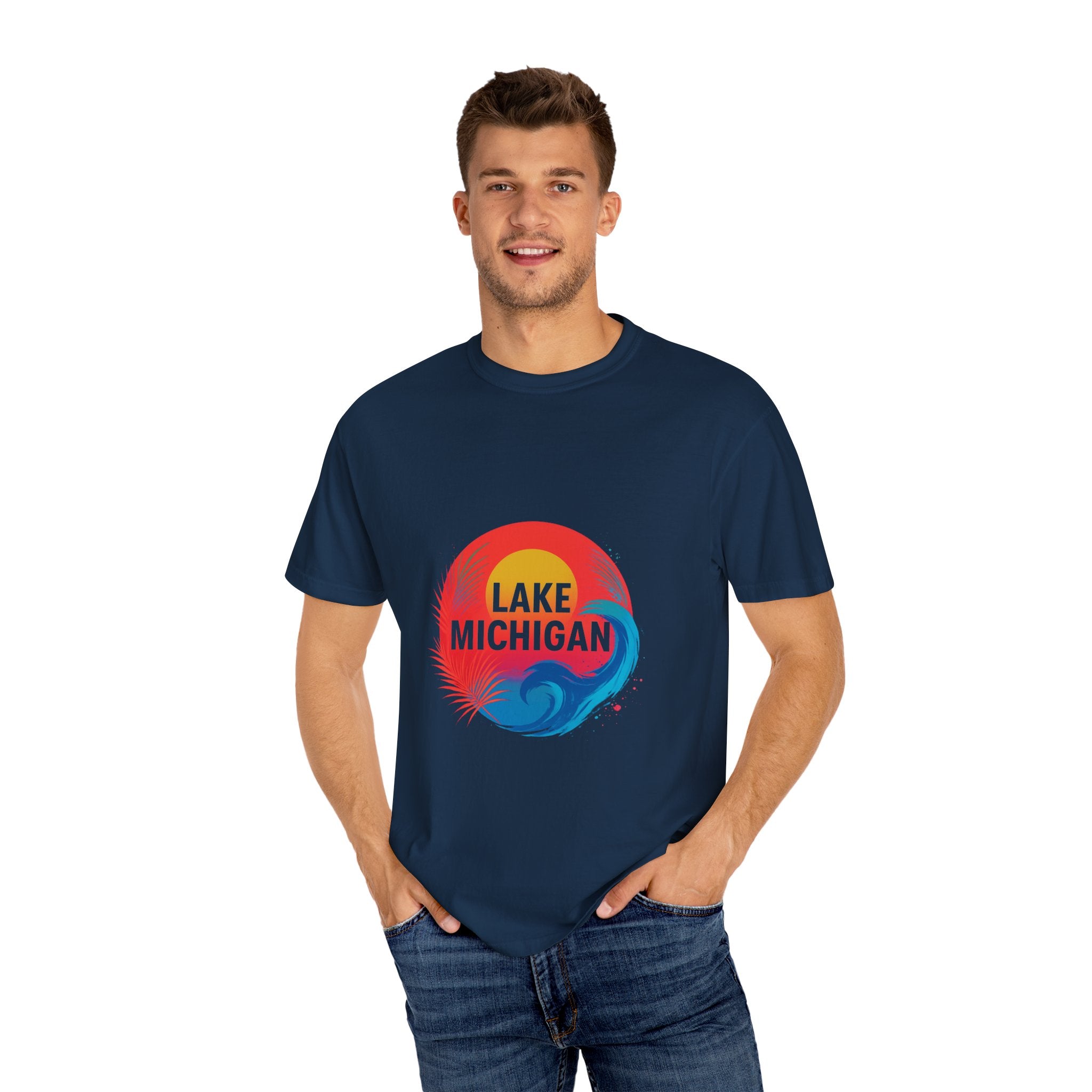 Lake Michigan Graphic T-Shirt, Unisex Summer Tee, Casual Beachwear, Great for Vacations, Lakeside Living, Gift for Travelers