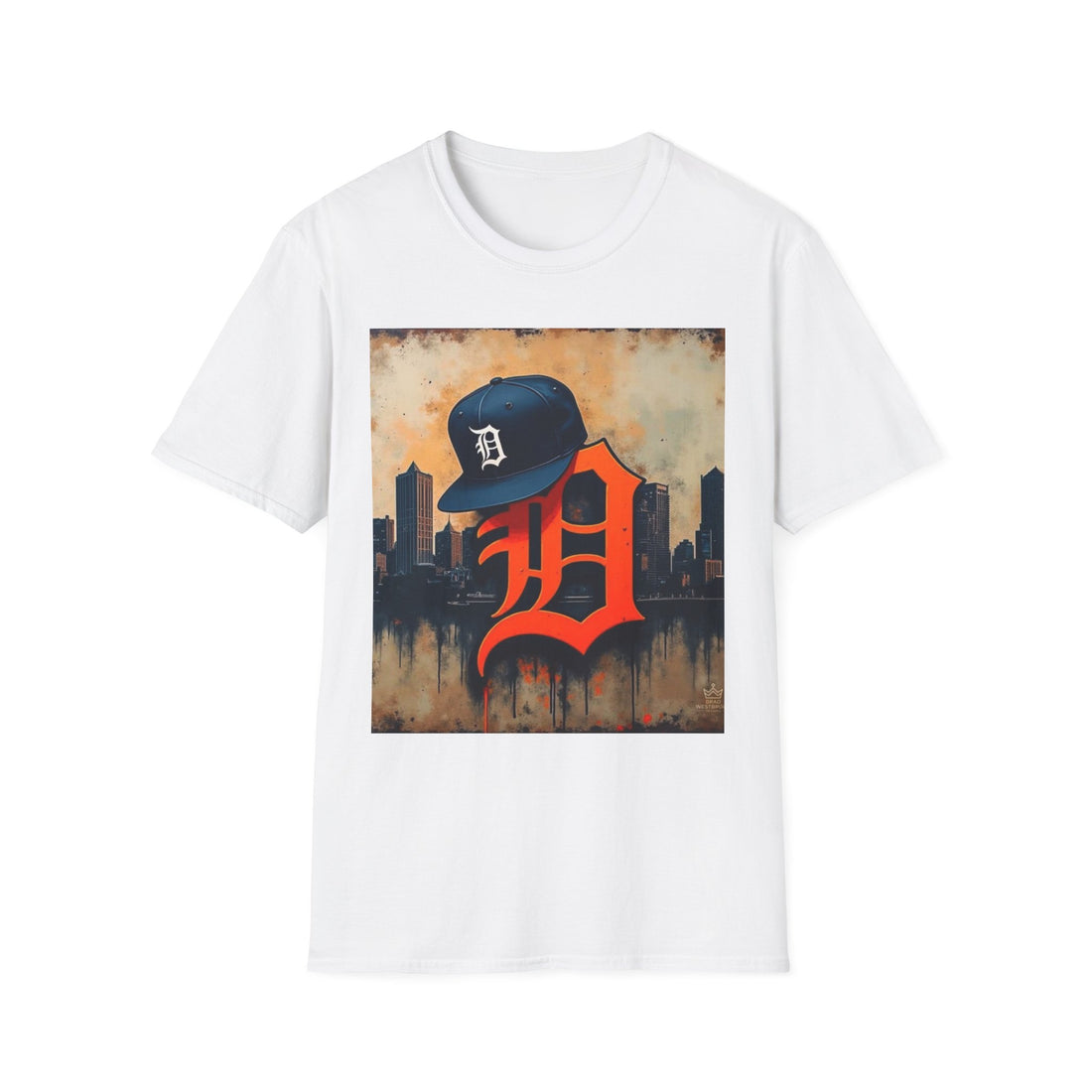 Detroit D Skyline Tee — Vintage D Logo with Cap Graphic