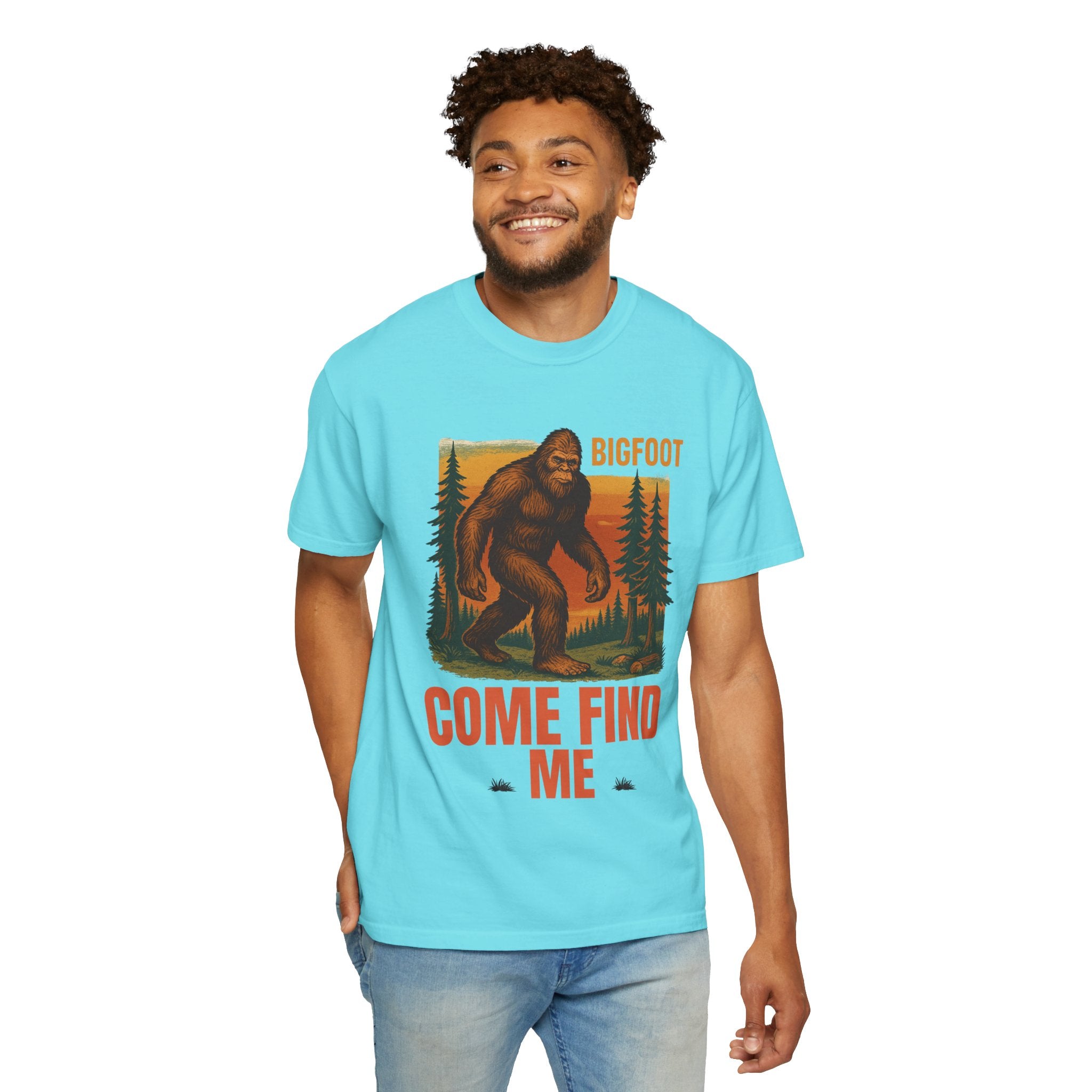 Bigfoot Come Find Me T-Shirt, Unisex Tee for Nature Lovers, Adventure Gear, Wilderness Apparel, Fun Gift for Outdoorsy Friends