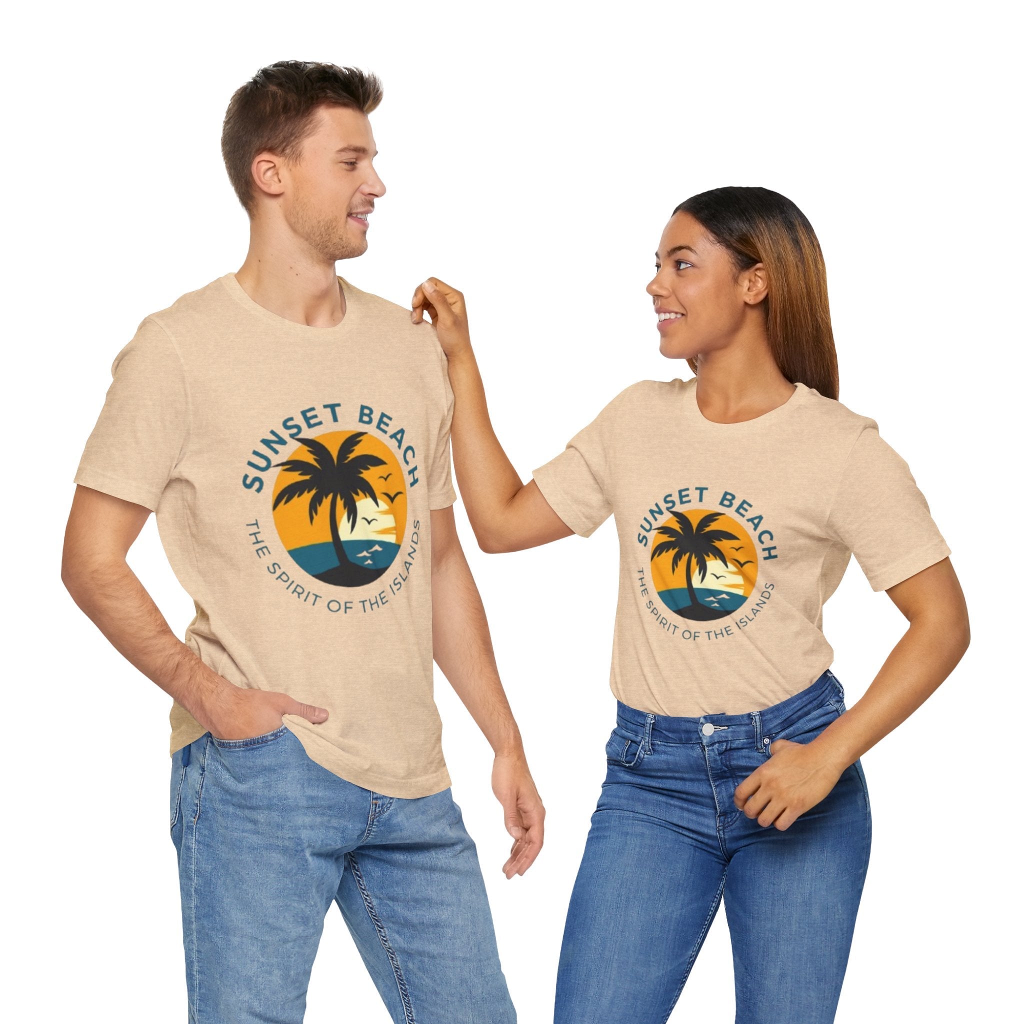 Unisex Graphic Tee - Sunset Beach Printed Tee -Eco-Friendly Gift Shirt