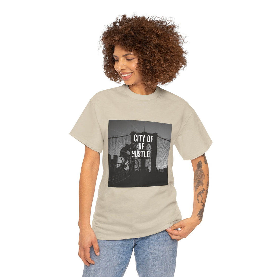 City of Hustle Unisex Heavy Cotton Tee - Motivational Streetwear for Urban Go-Getters
