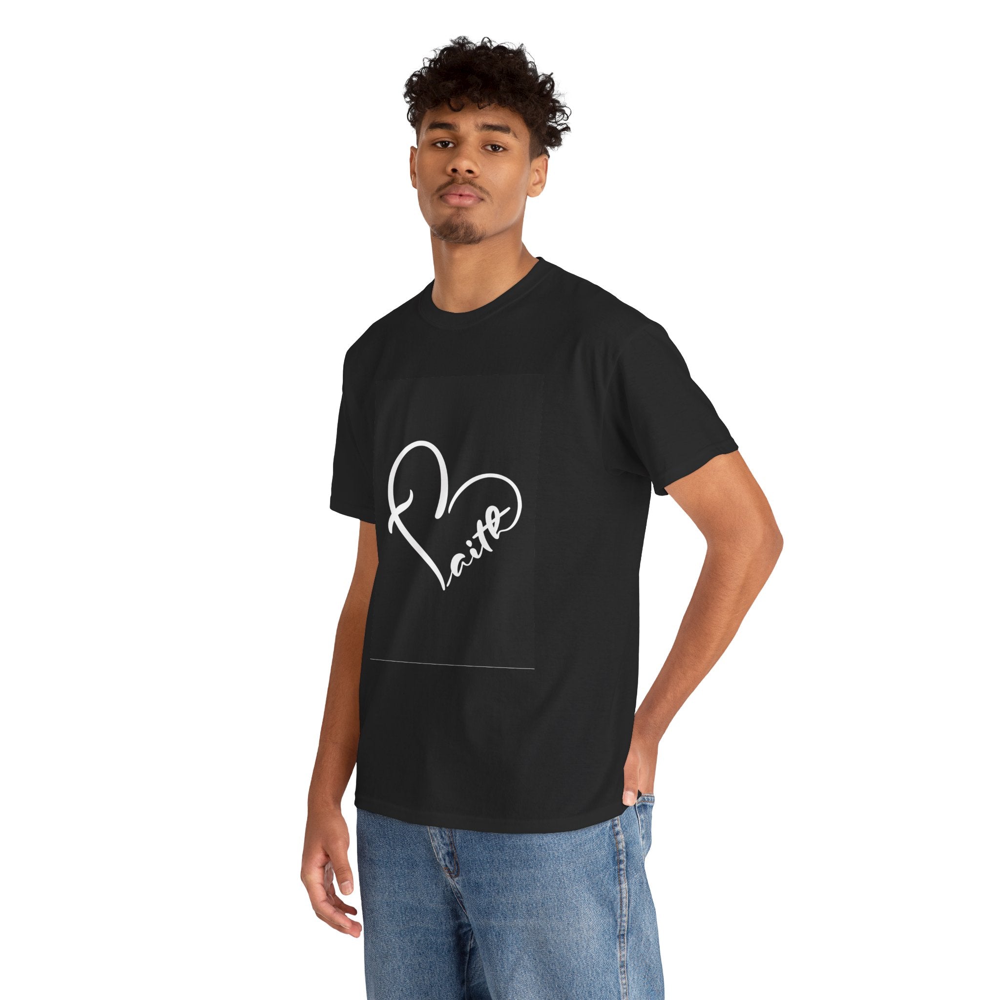 Unisex Heavy Cotton Tee with Love Heart Design
