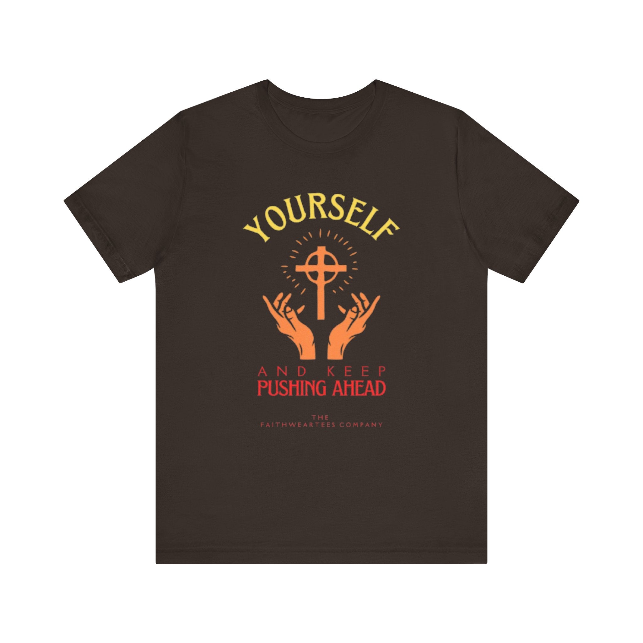 Unisex Graphic Tee - Pushing Ahead Yourself Printed Tee - Eco Tee Gift