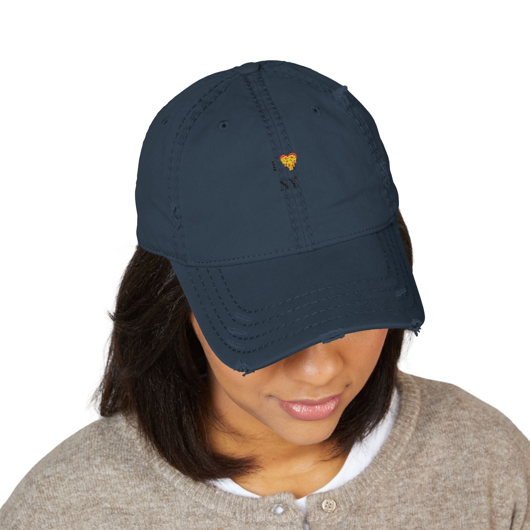 Distressed Dad Hat - I ❤️ NY Embroidery - Casual Fashion for Urban Explorers