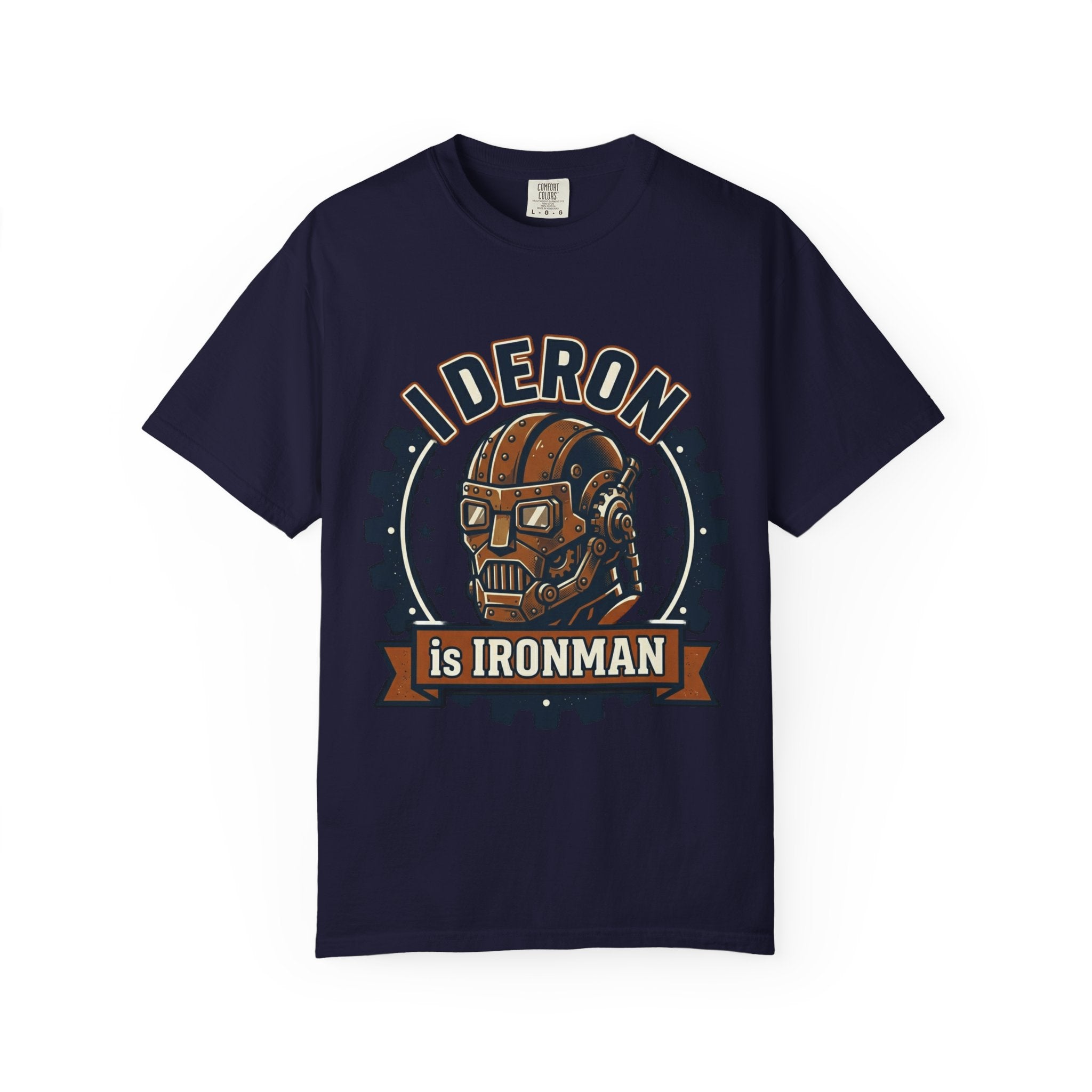 Ironman Rideron Retro Helmet T-Shirt — "Rideron is Ironman" Vintage Motorcycle Tee