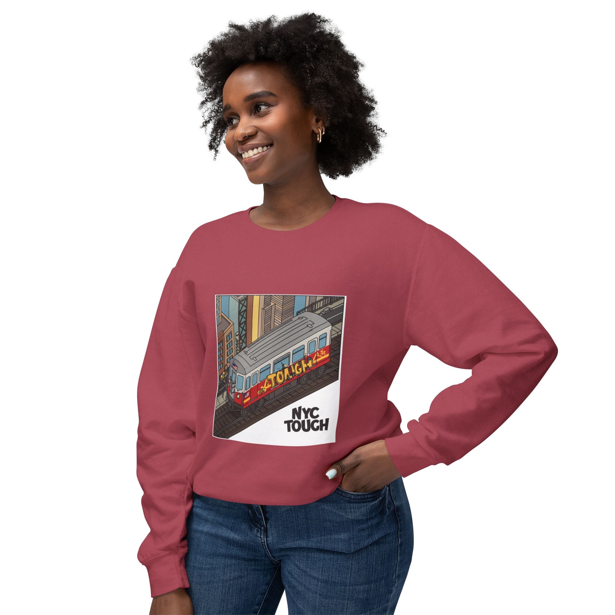NYC Touch Unisex Lightweight Crewneck sweatshirt sleeve print for unisex