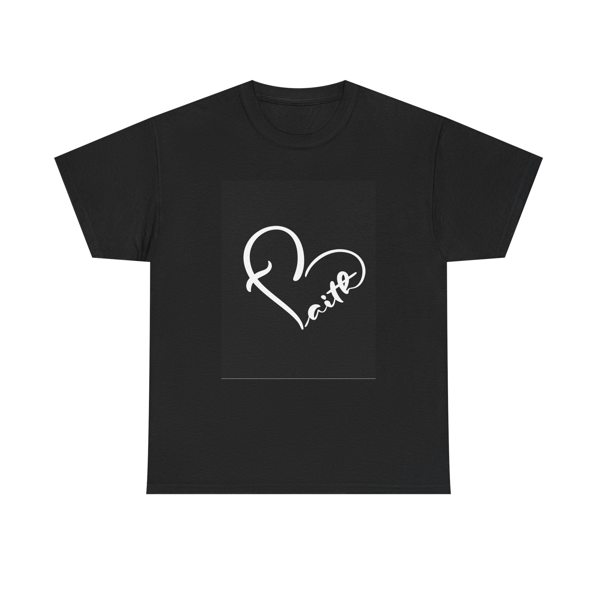 Unisex Heavy Cotton Tee with Love Heart Design